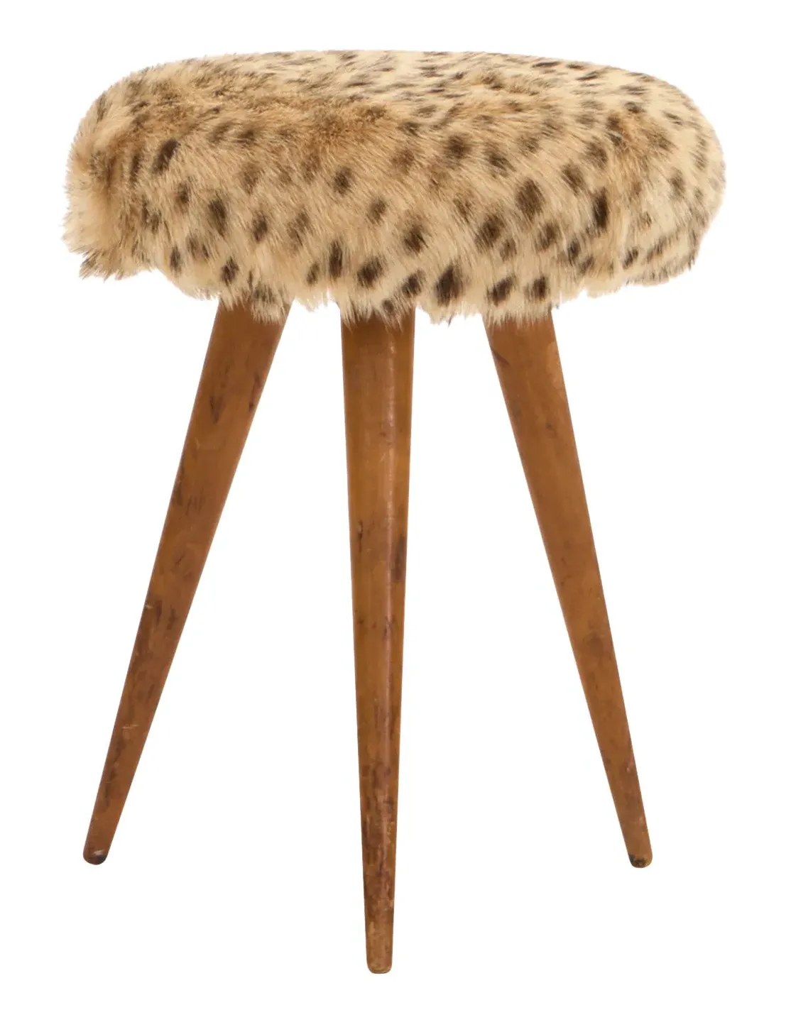 Spotted Hide Stool - Goat Hide image