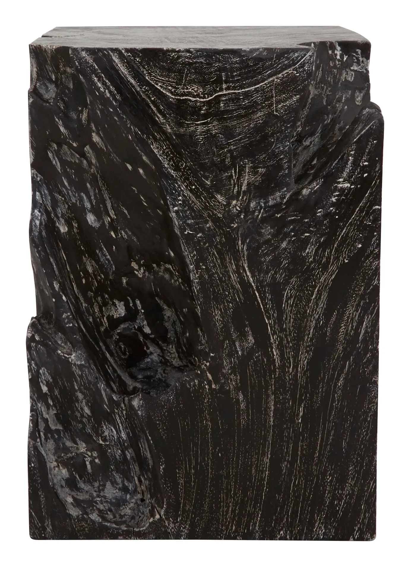 Square Cerused Stump Table - Black, Suar Wood image