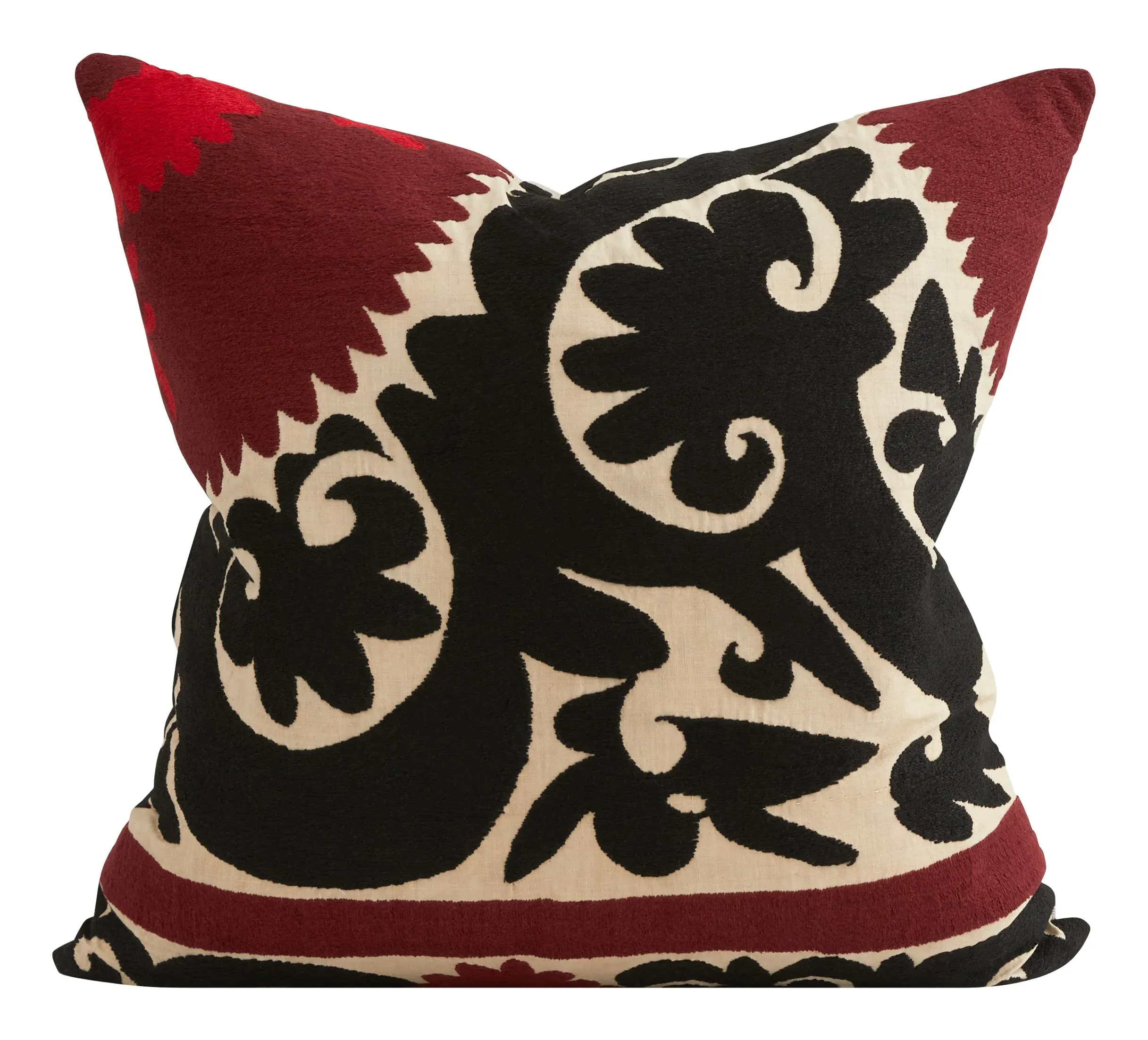 Suzani Throw Pillow - Black, Cotton image