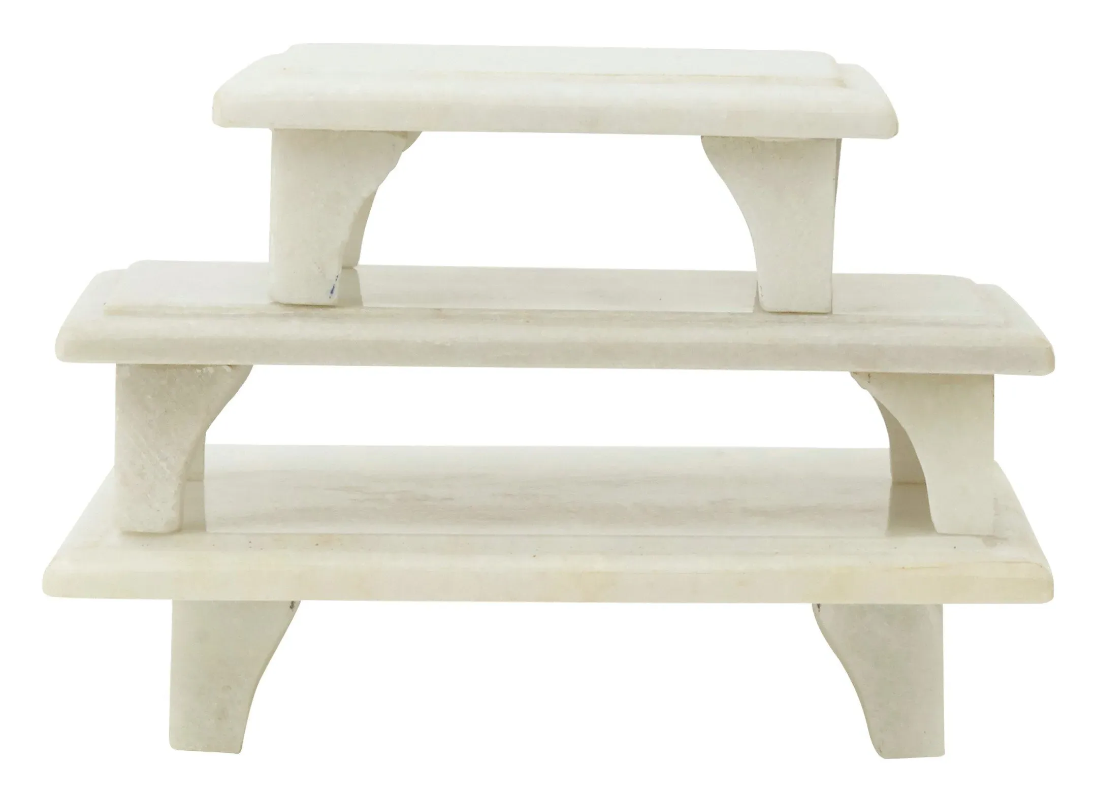 Taj Footed Tray - White, Marble