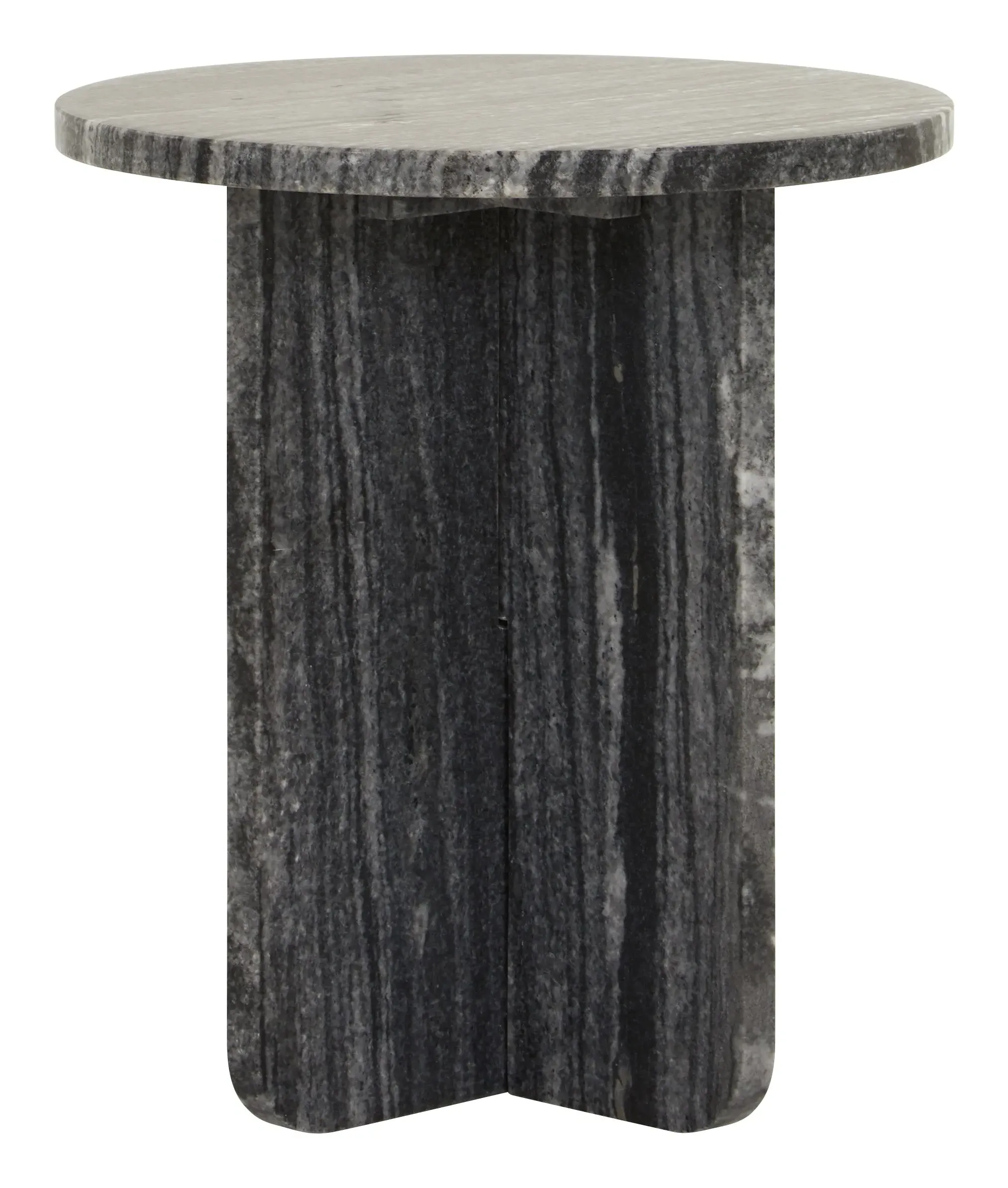 Theron Round Side Table - Grey, Marble image