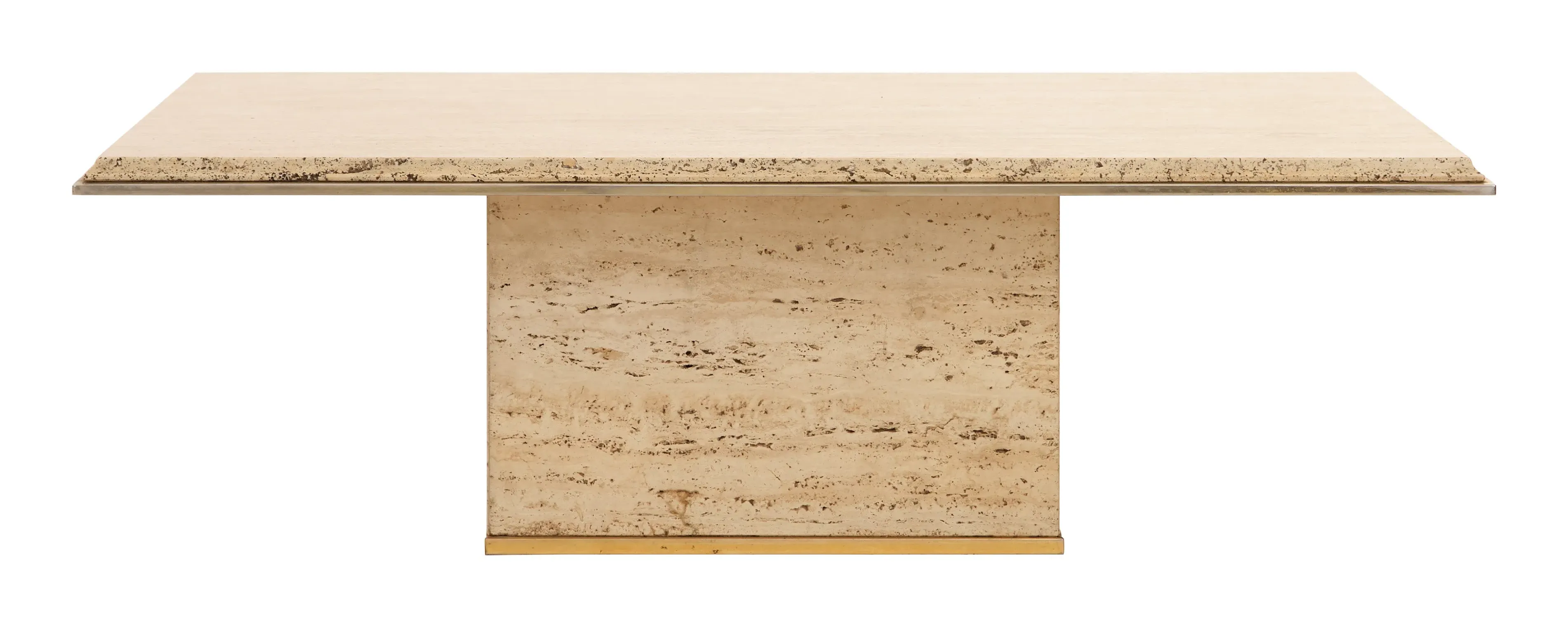Travertine Coffee Table with Brass Trim image