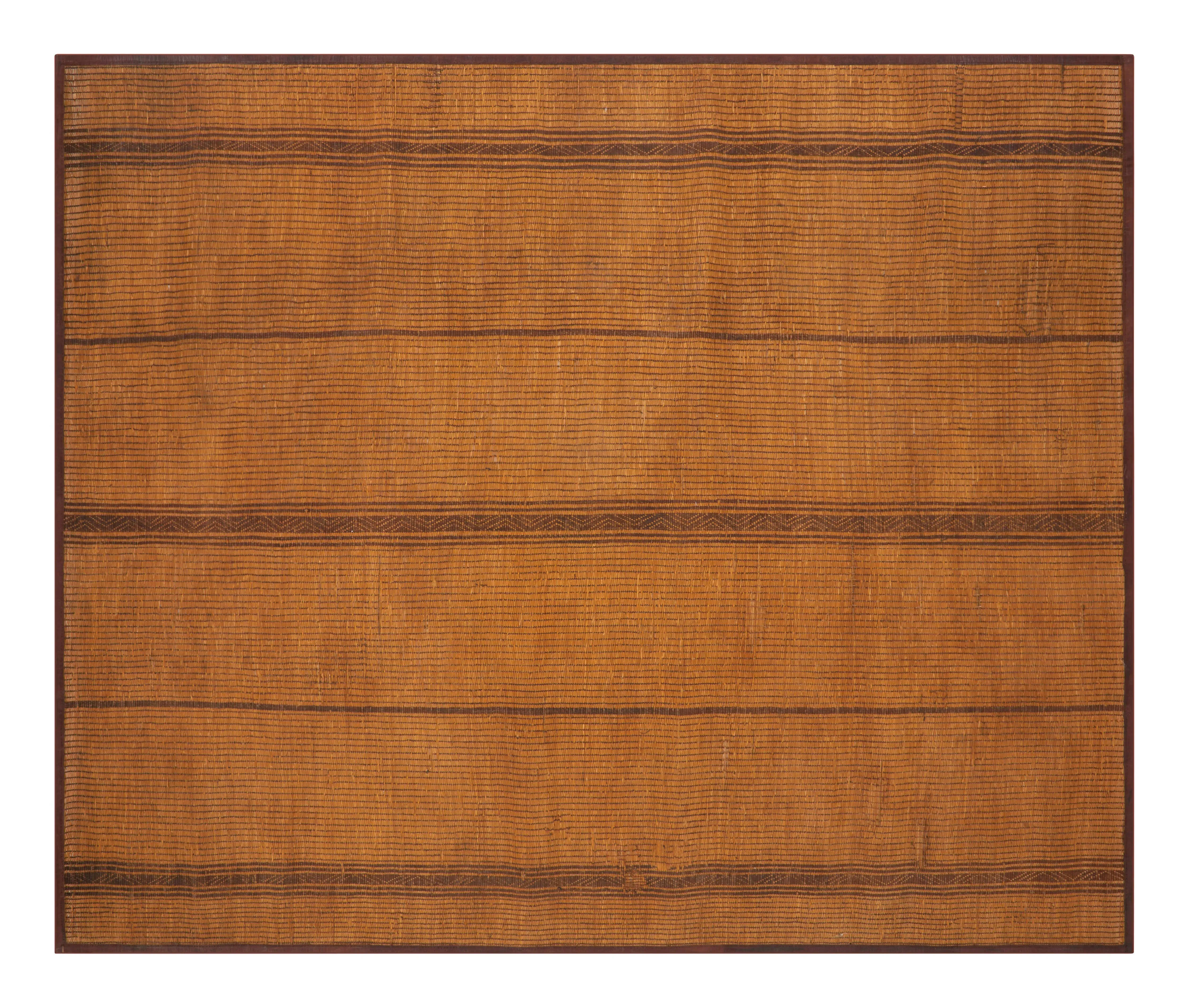 Tuareg Flatweave Mat - Palm Fiber, Goat Leather image