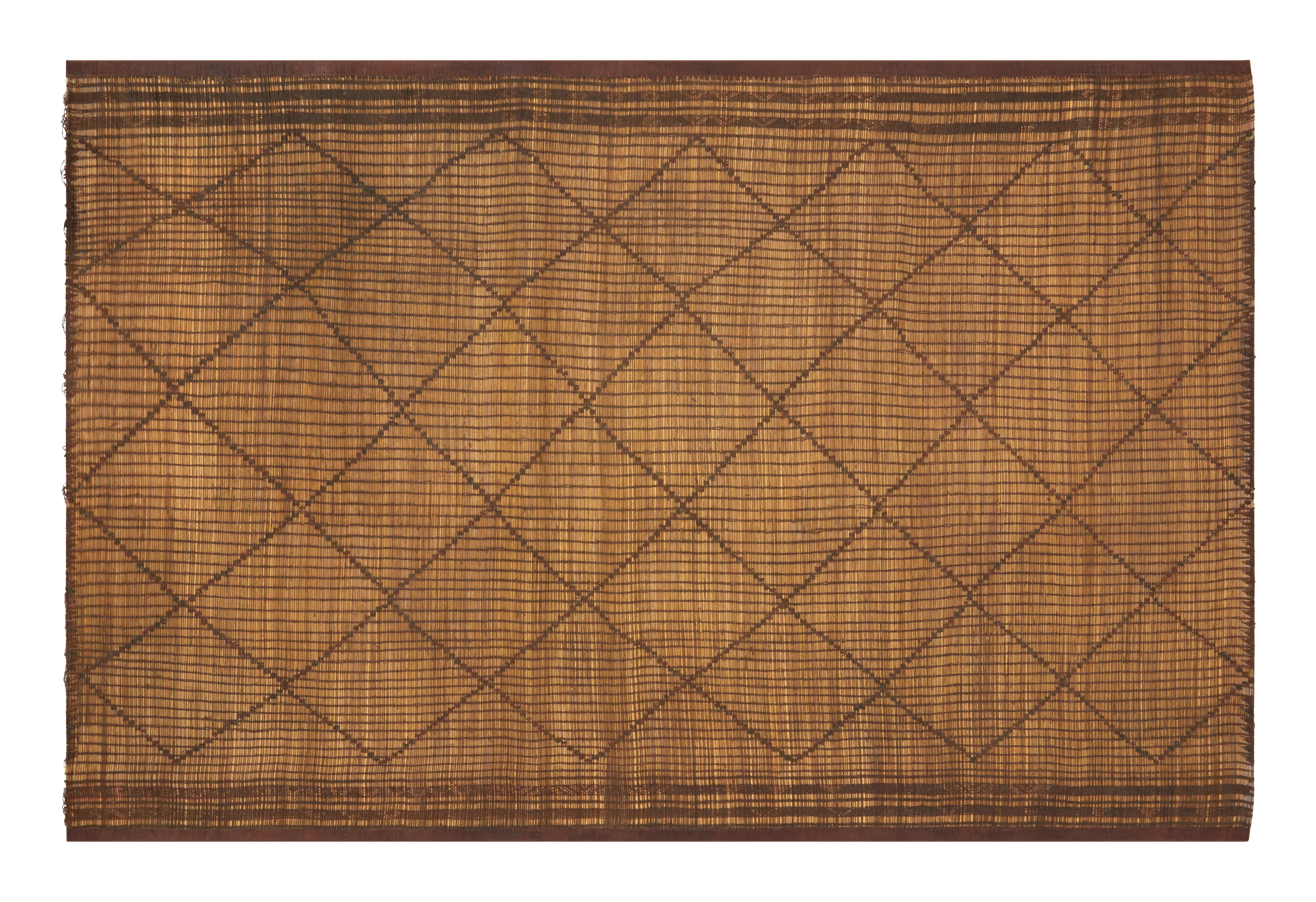Tuareg Flatweave Mat - Palm Fiber, Goat Leather