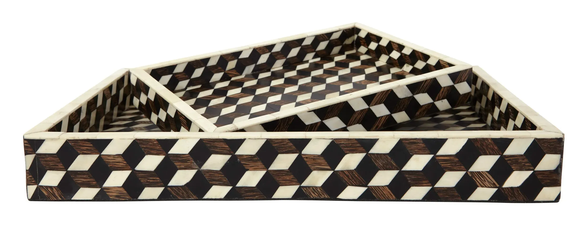 Tumbling Block Decorative Tray - Natural Bone