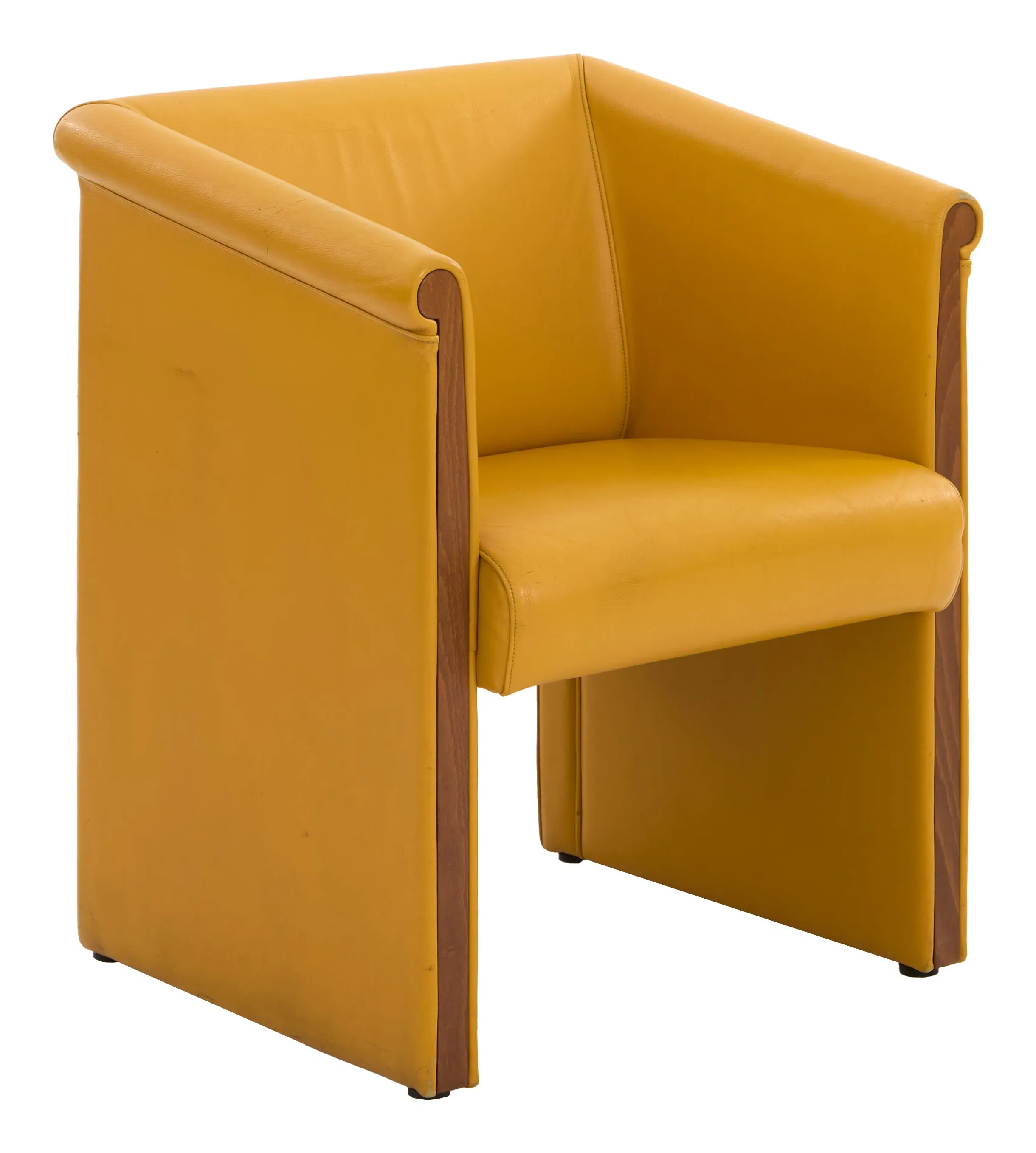 Vintage Leather Chair - Yellow, Walnut image