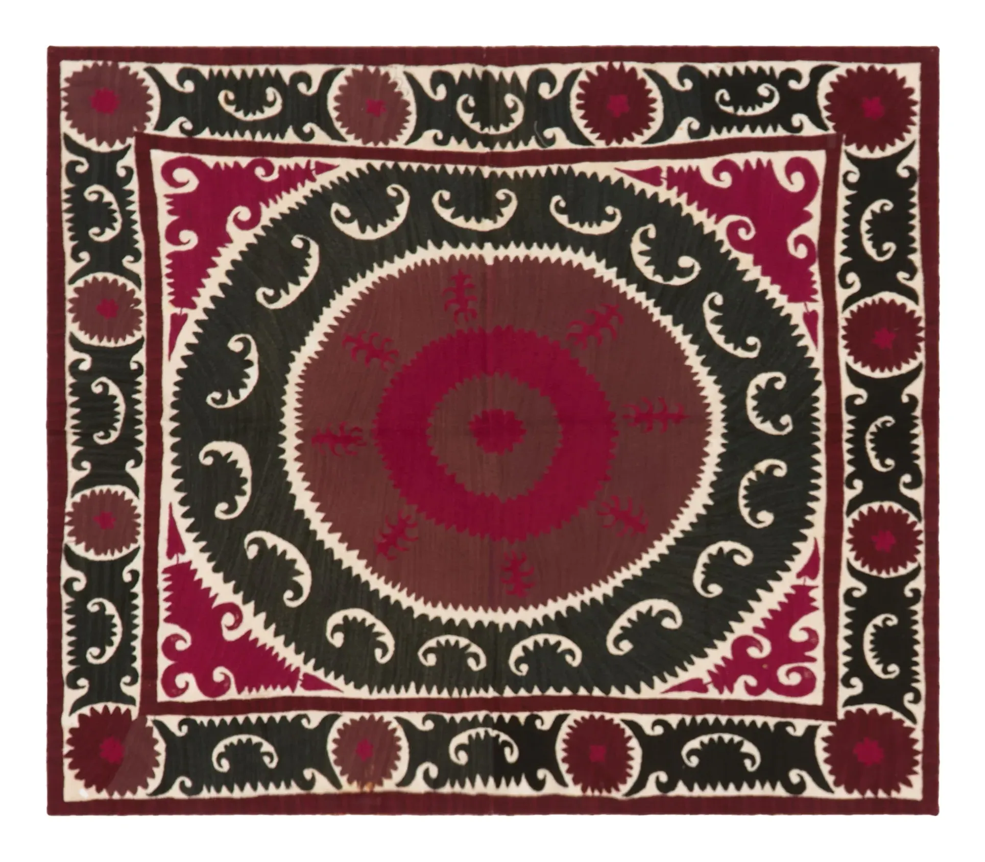 Vintage Suzani Textile Wall Hanging - Cream, Cotton image