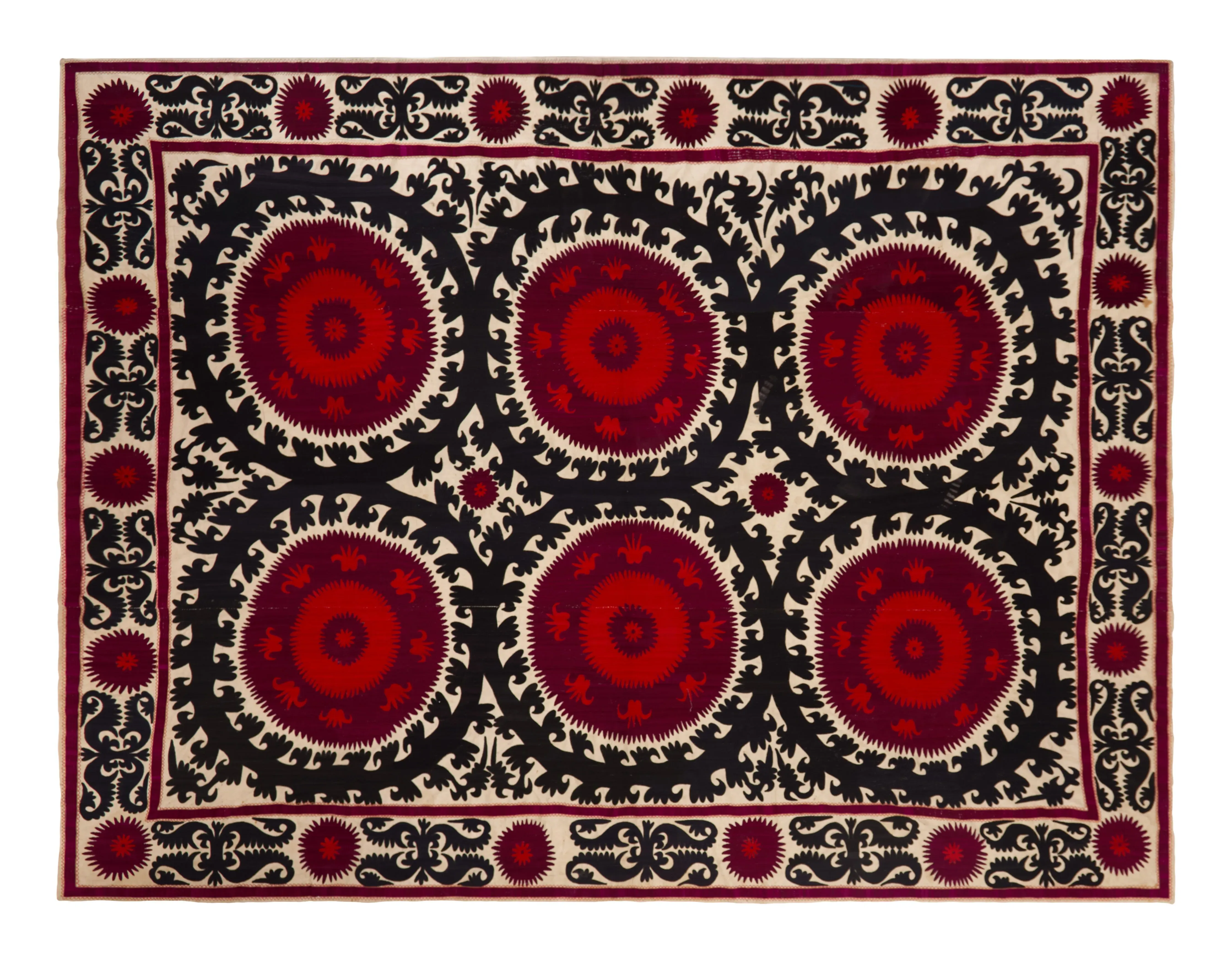 Vintage Suzani Textile Wall Hanging - Cream, Silk image