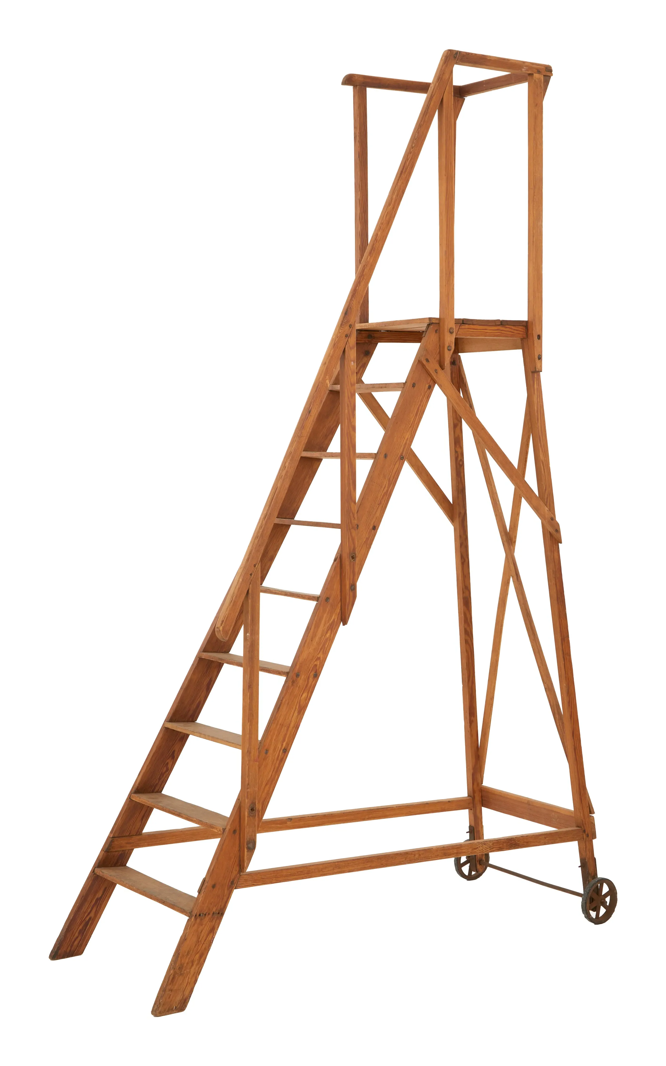 Vintage Wood Library Ladder - Patinated Wood image