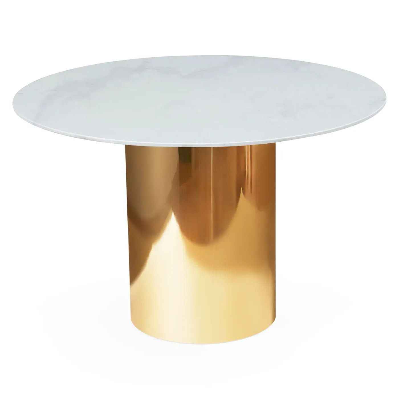 Alphaville Round Dining Table - White, Marble by Jonathan Adler
