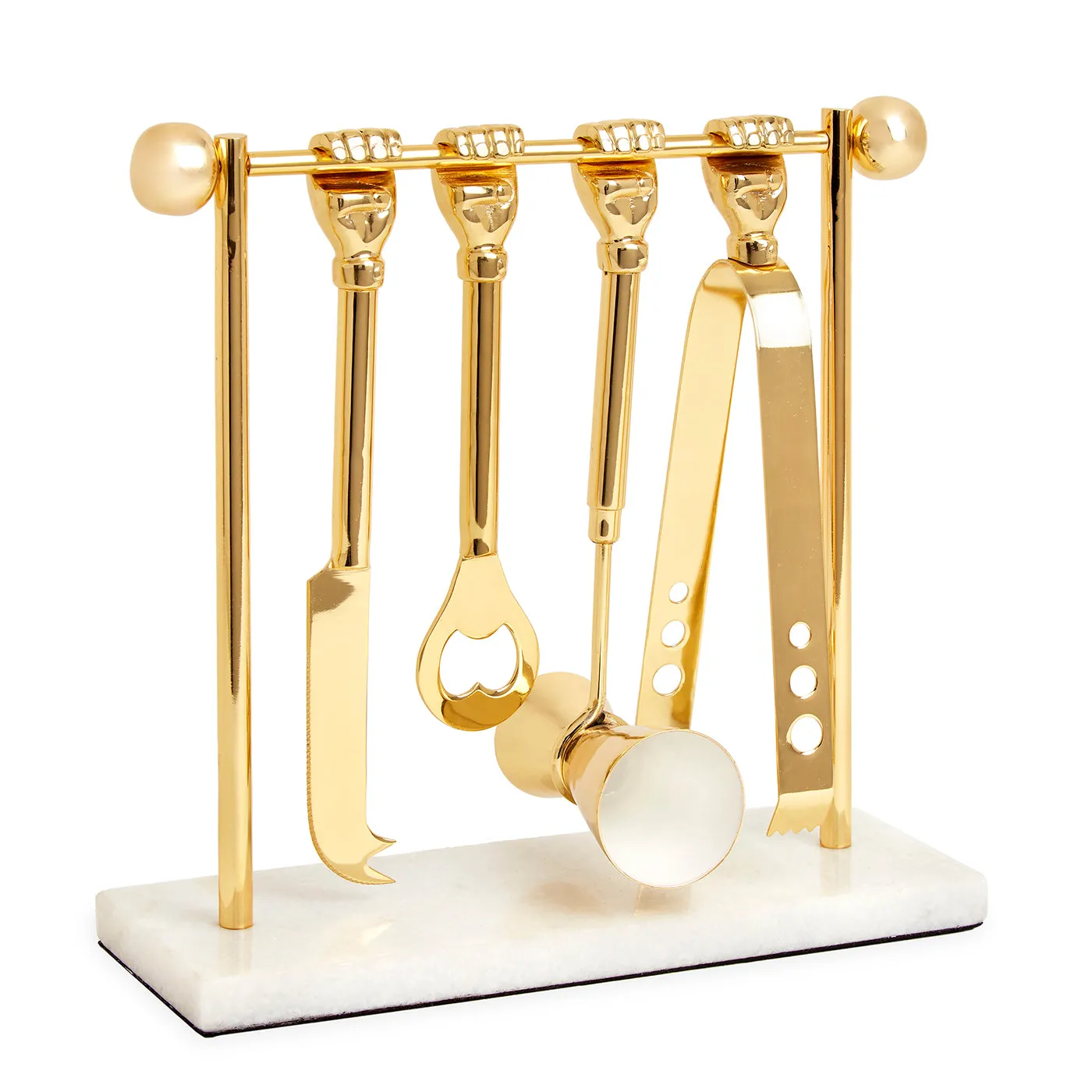Barbell Barware Set - Brass, Marble product