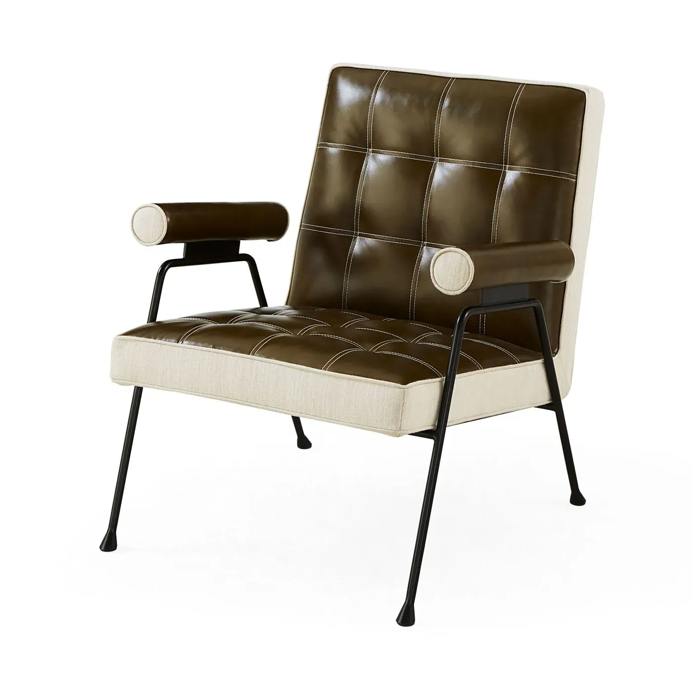 Belmondo Lounge Chair - Olive Green, Leather by Jonathan Adler