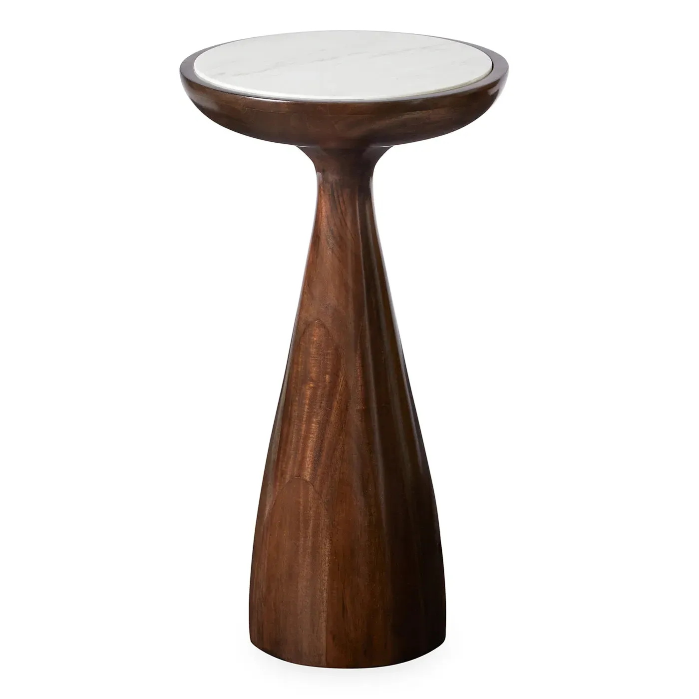 Buenos Aires Drinks Table - White Marble, Mahogany by Jonathan Adler
