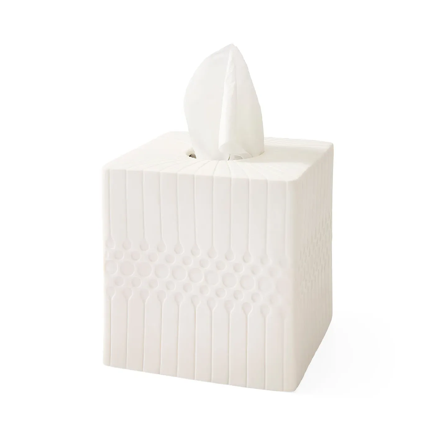 Charade Tissue Box - White, Porcelain by Jonathan Adler