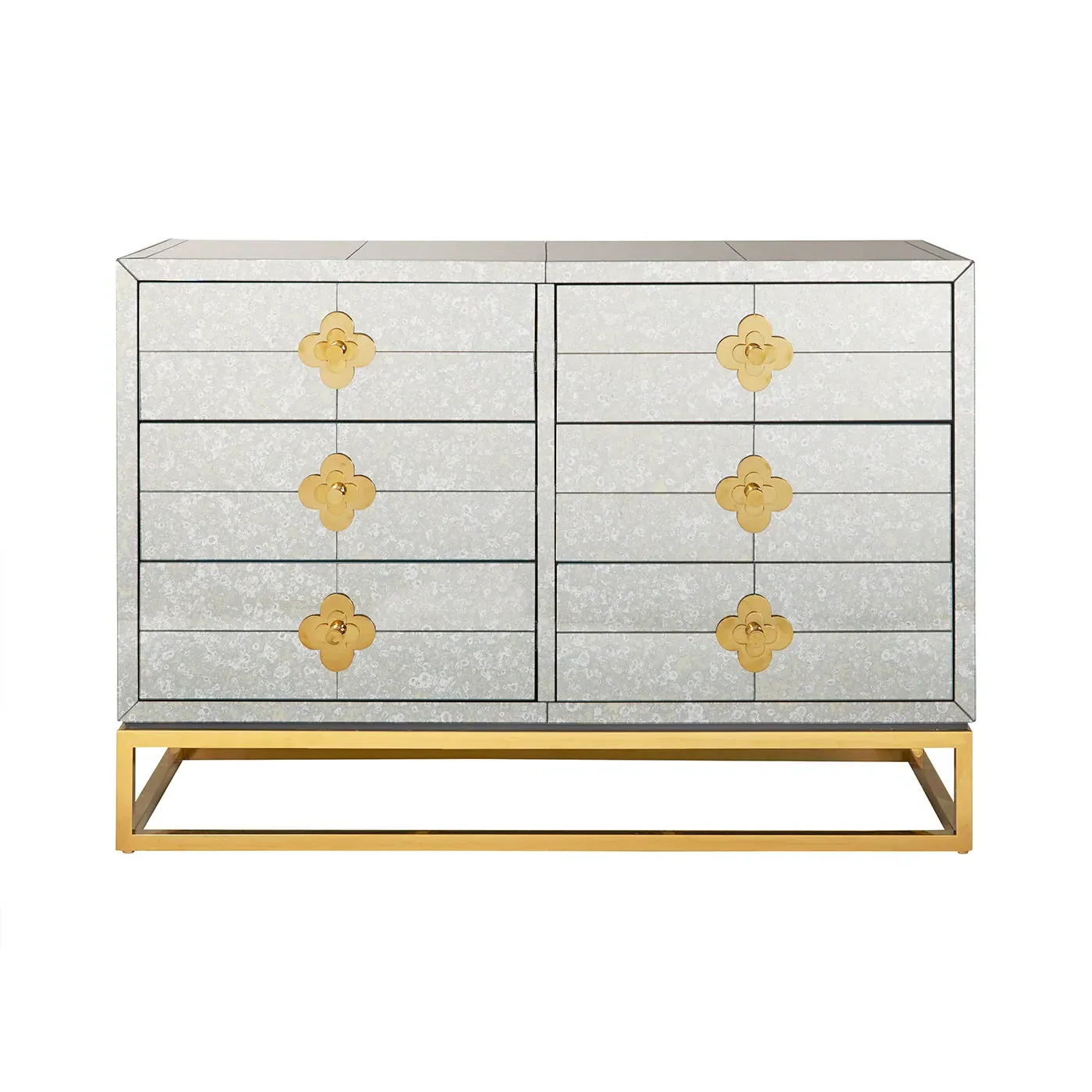 Delphine Six-Drawer Dresser - Antiqued Mirror, Brass product