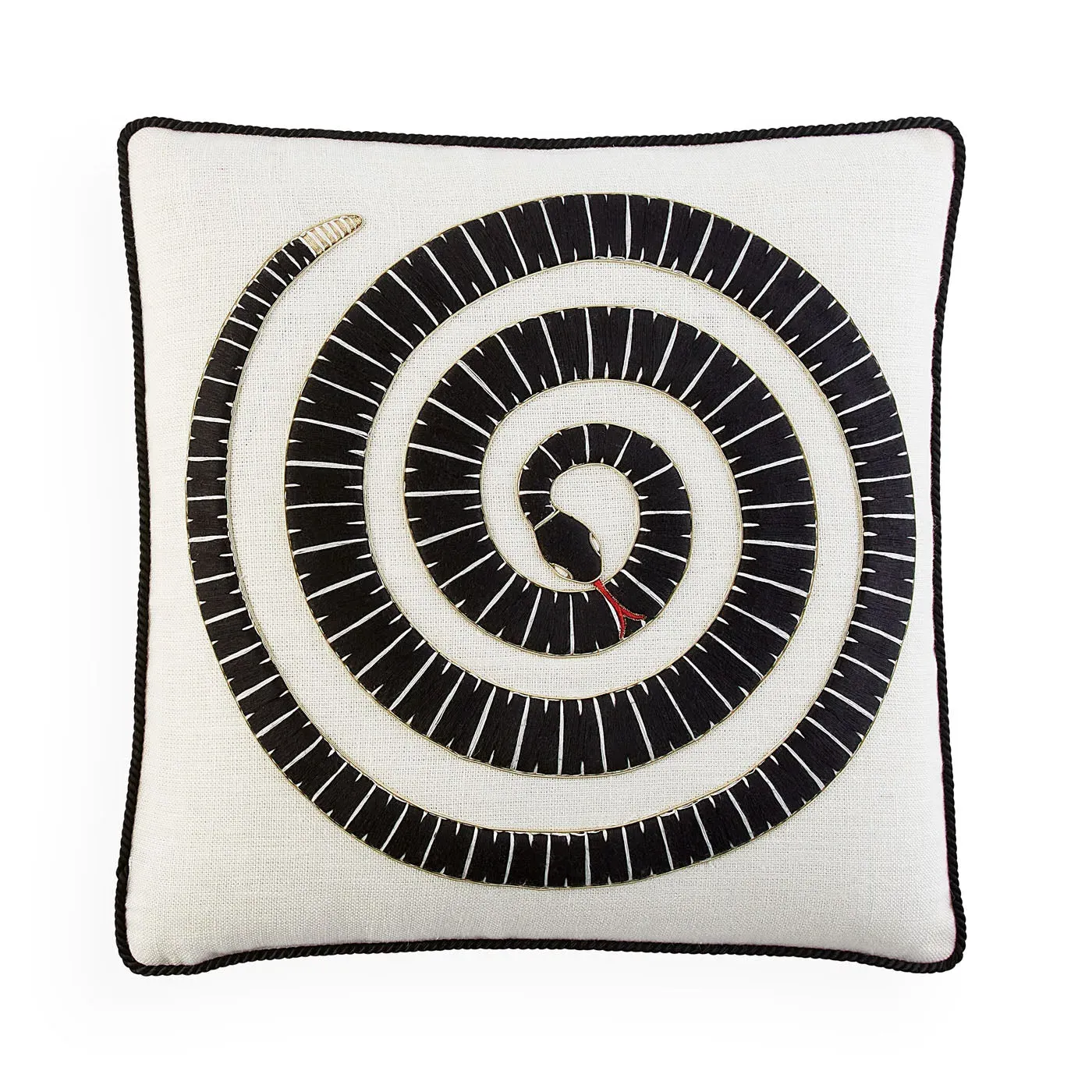 Eden Coil Embroidered Pillow - Black, Ivory product