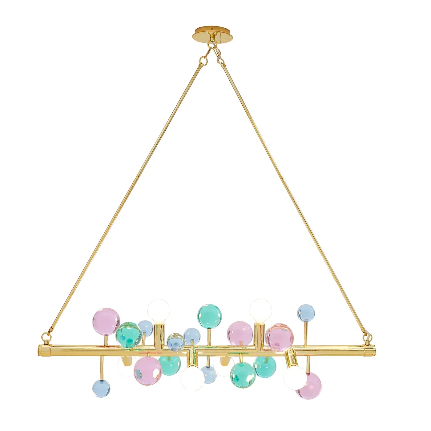 Globo Six-Light Linear Chandelier - Brass, Acrylic by Jonathan Adler