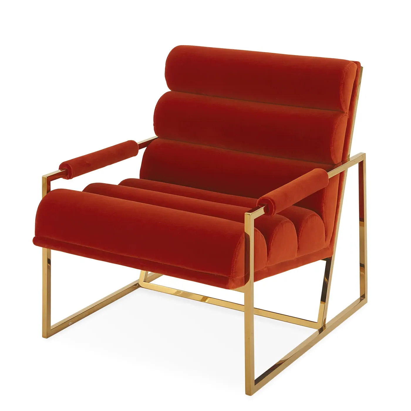 Goldfinger Channeled Lounge Chair - Velvet, Brass by Jonathan Adler