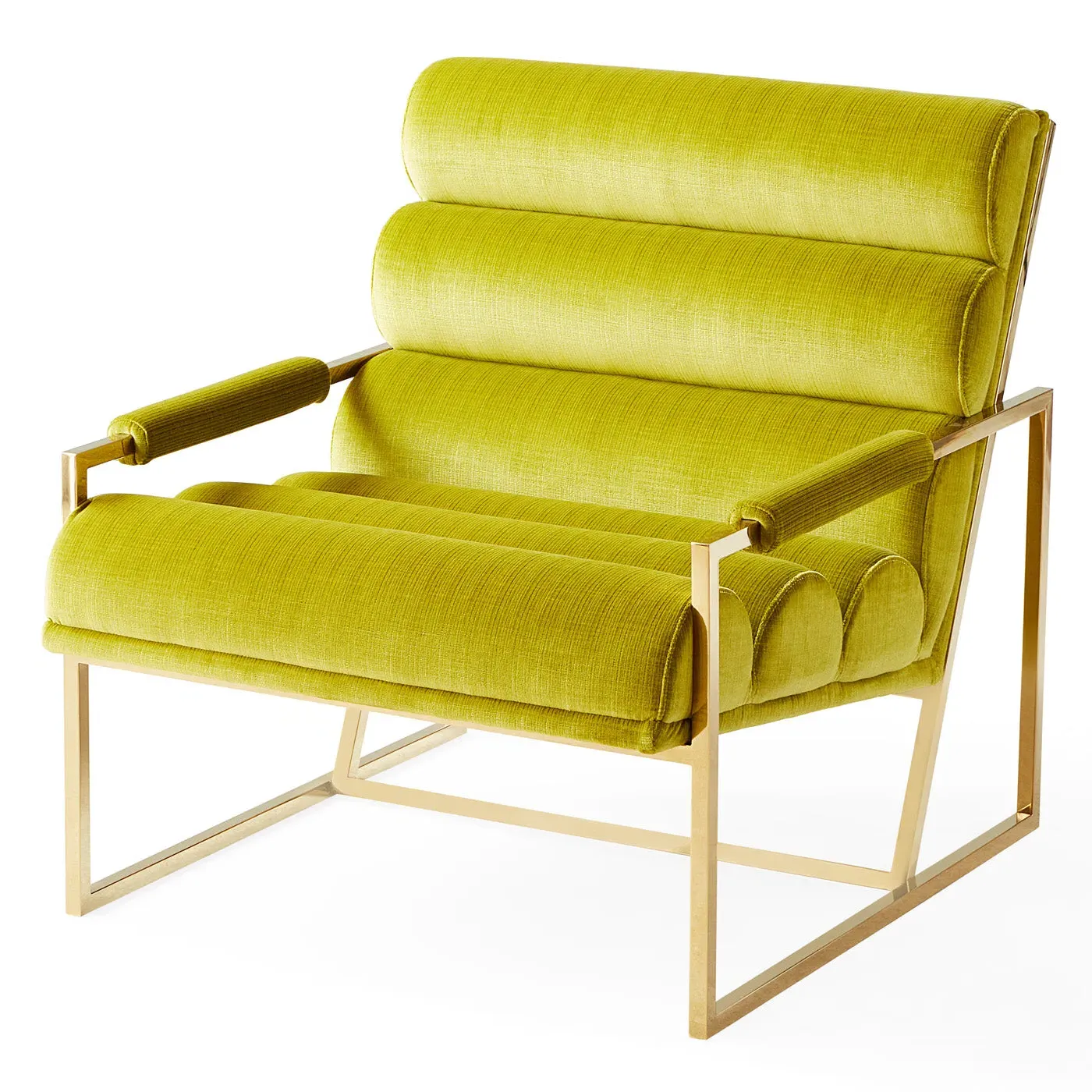 Goldfinger Channeled Lounge Chair - Velvet, Brass by Jonathan Adler