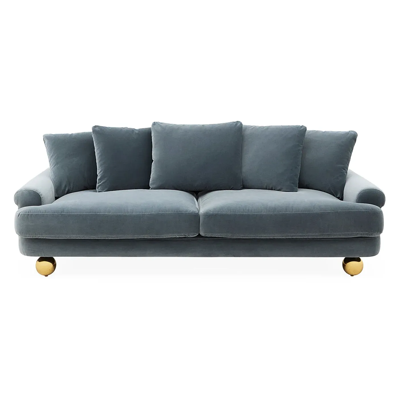 Greenwich Sofa with Brass Orb Feet - Velvet by Jonathan Adler