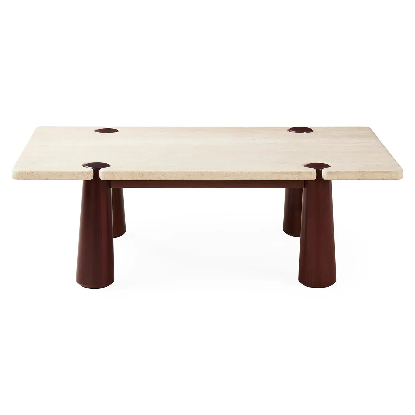 Ipanema Square Cocktail Table - Travertine, Walnut by Jonathan Adler