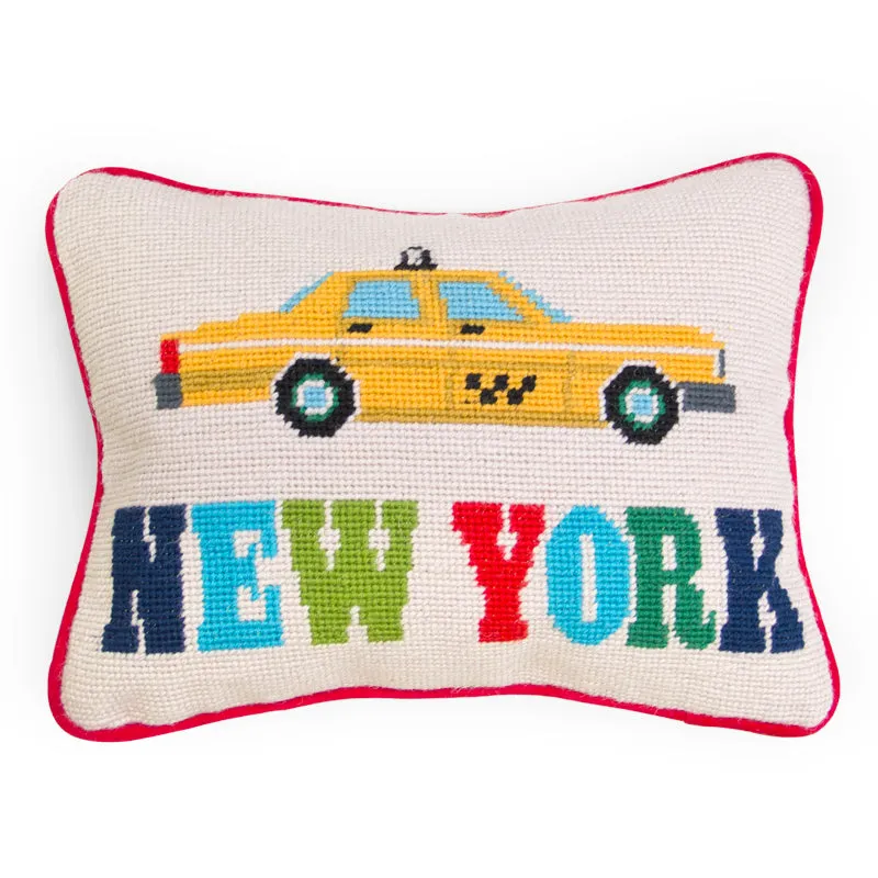 Jet Set New York Needlepoint Pillow product