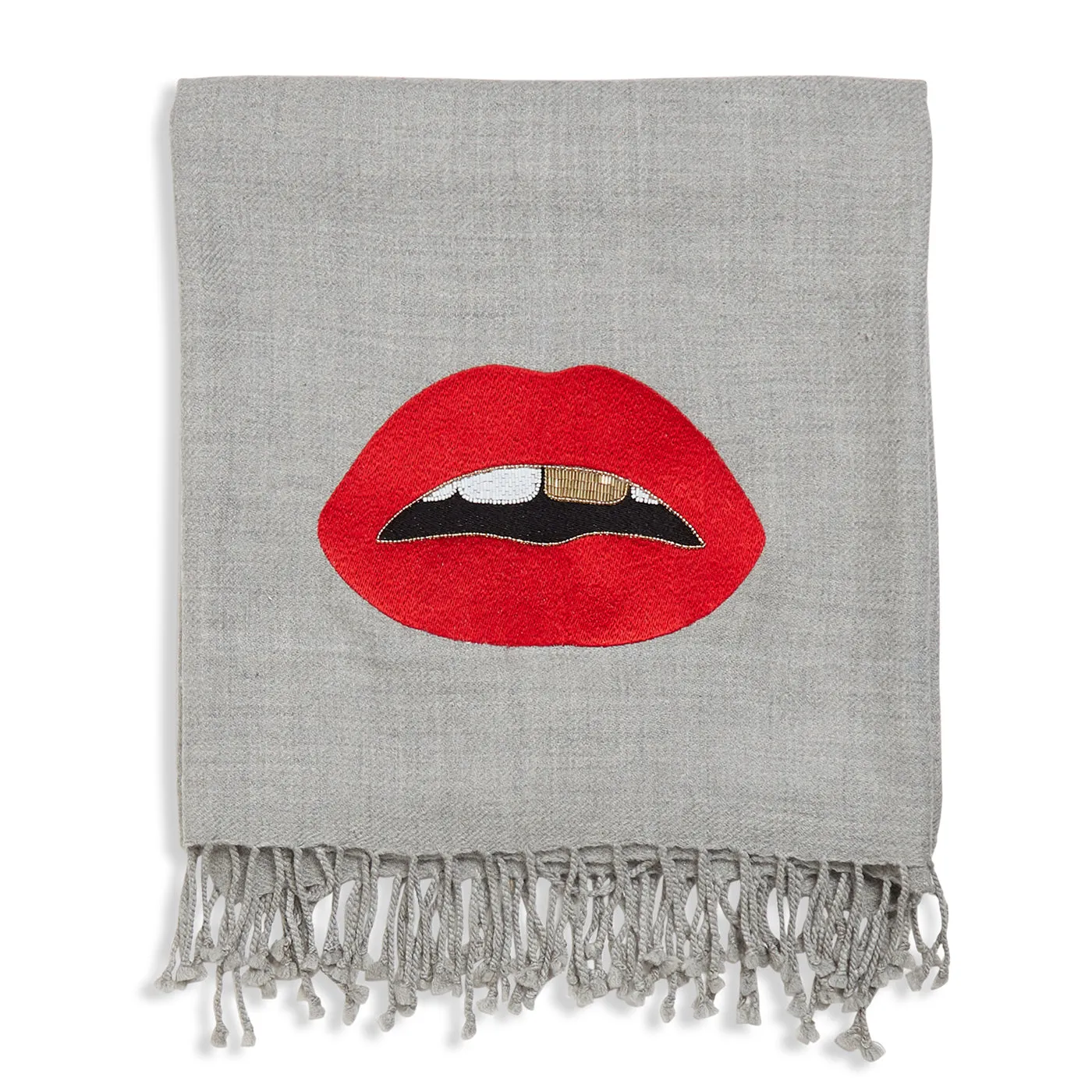 Jonathan Adler Lips Embellished Throw - Red, Gold product