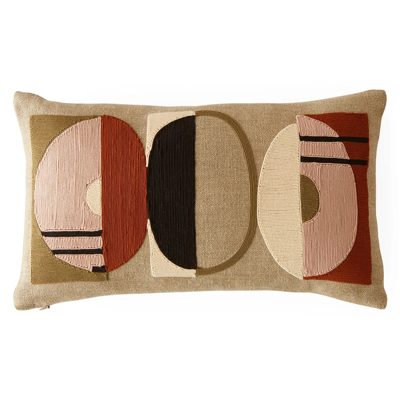 Monterey Circles Embroidered Pillow - Linen by Jonathan Adler