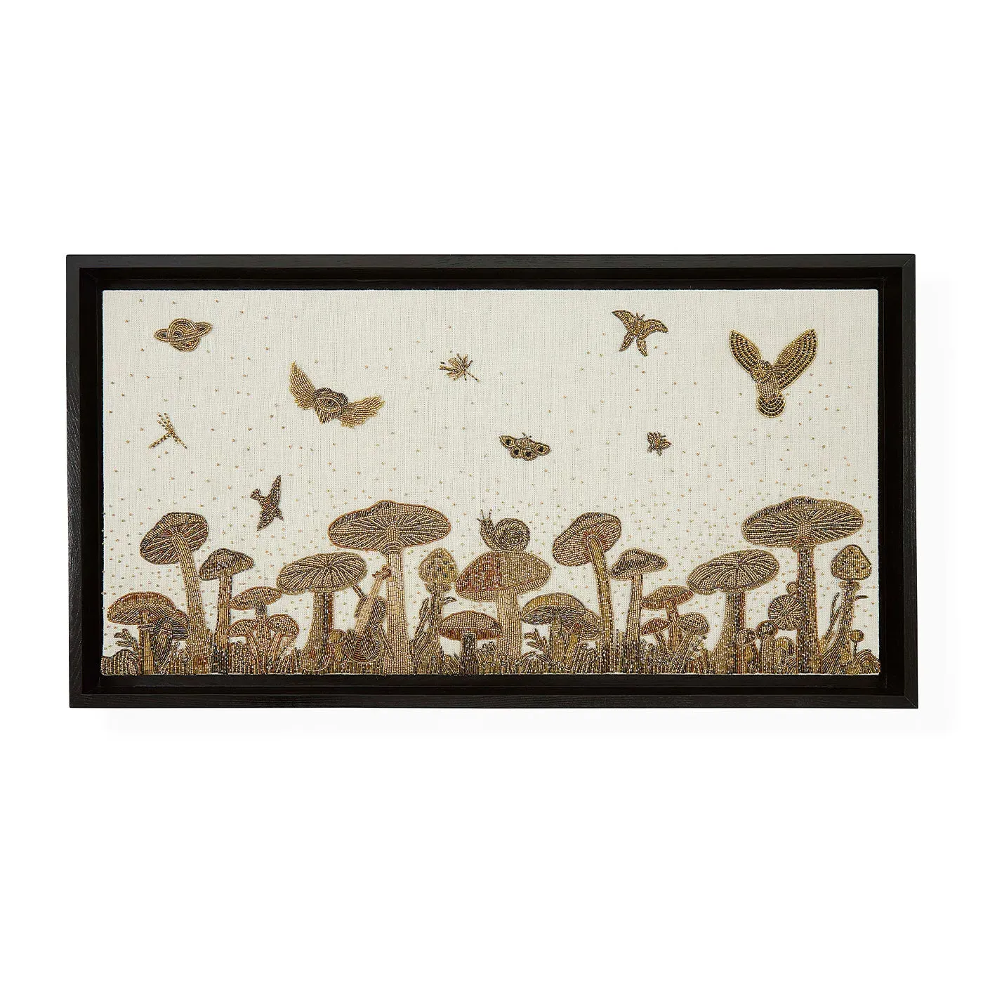 Mushroom Beaded Wall Art - Gold, Linen product