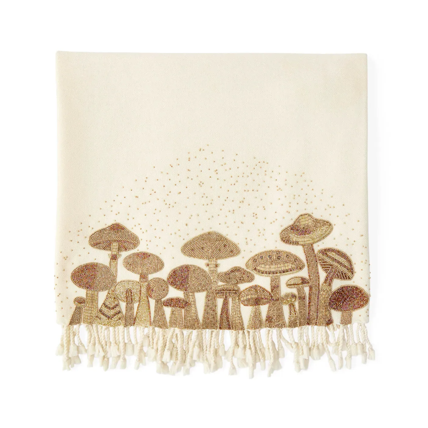 Mushrooms Embellished Throw - Camel Hair, Wool product