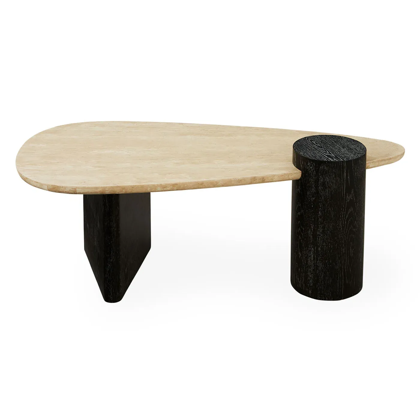 Oeuf Travertine Cocktail Table - Ebonized Oak product