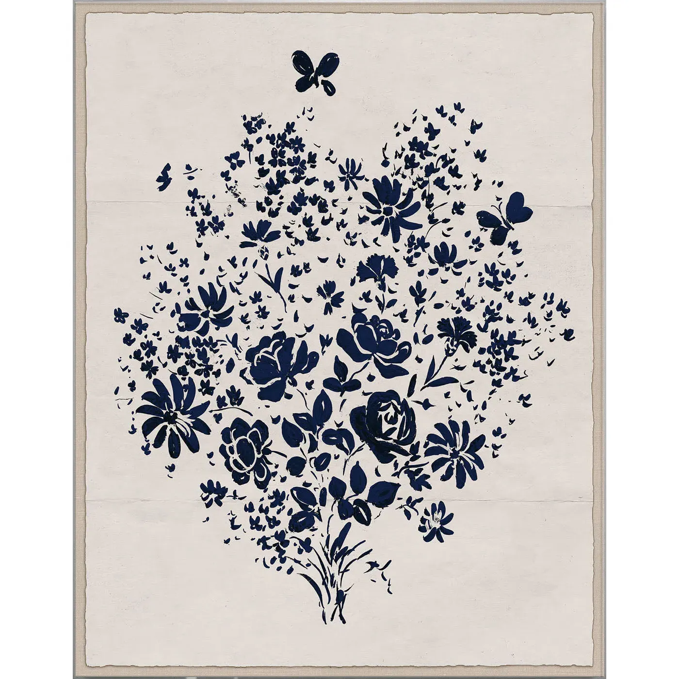 Paule Marrot Floral Bouquet Framed Print - Navy by Jonathan Adler