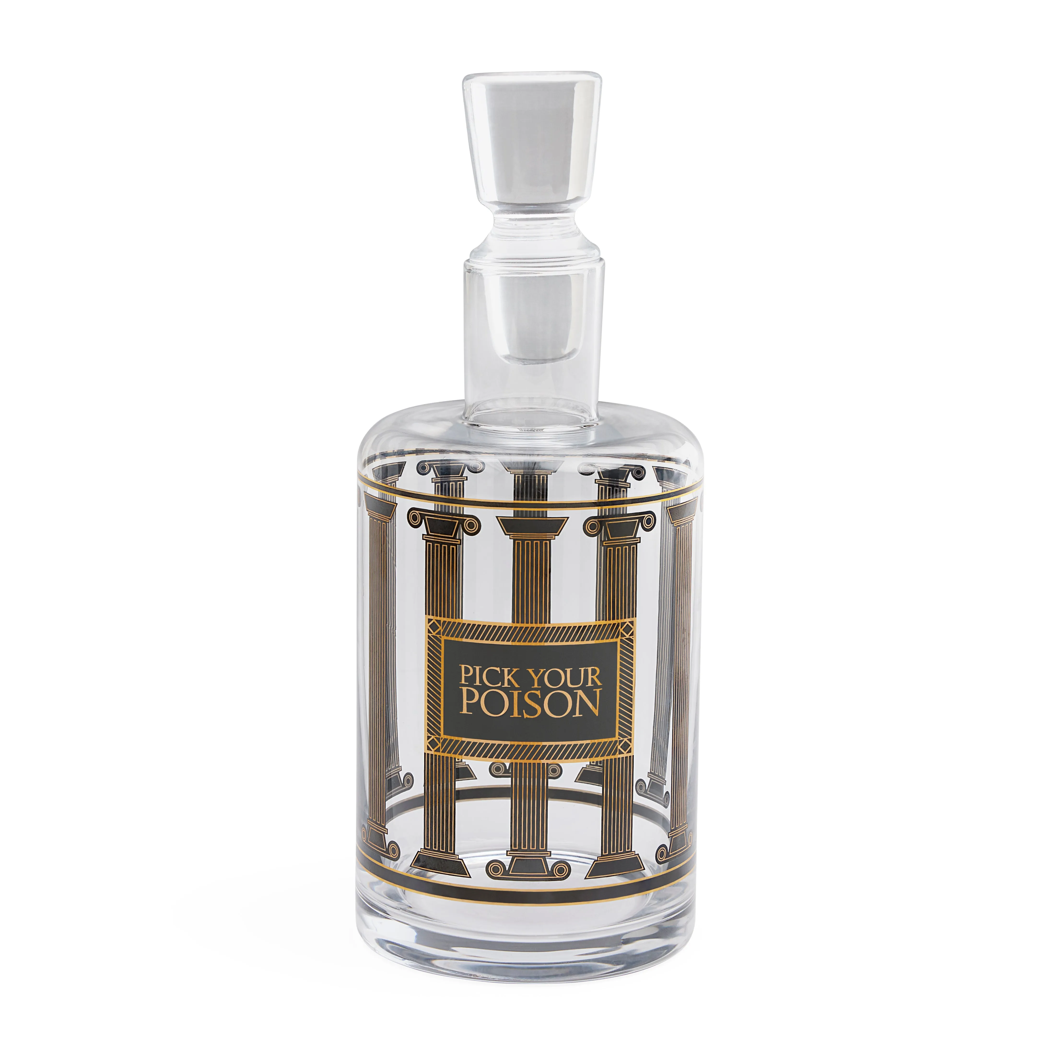 Pick Your Poison Glass Decanter with Gold Accents by Jonathan Adler