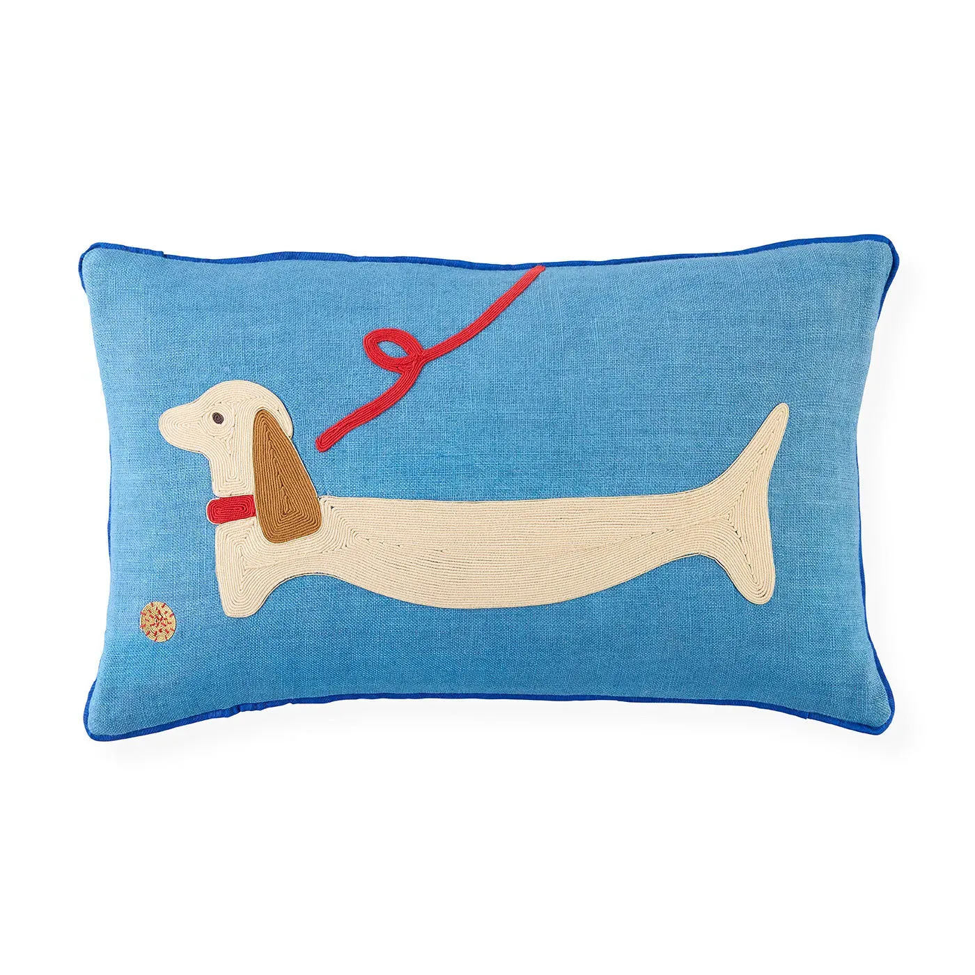 Playa Dachshund Embroidered Accent Pillow - Linen product