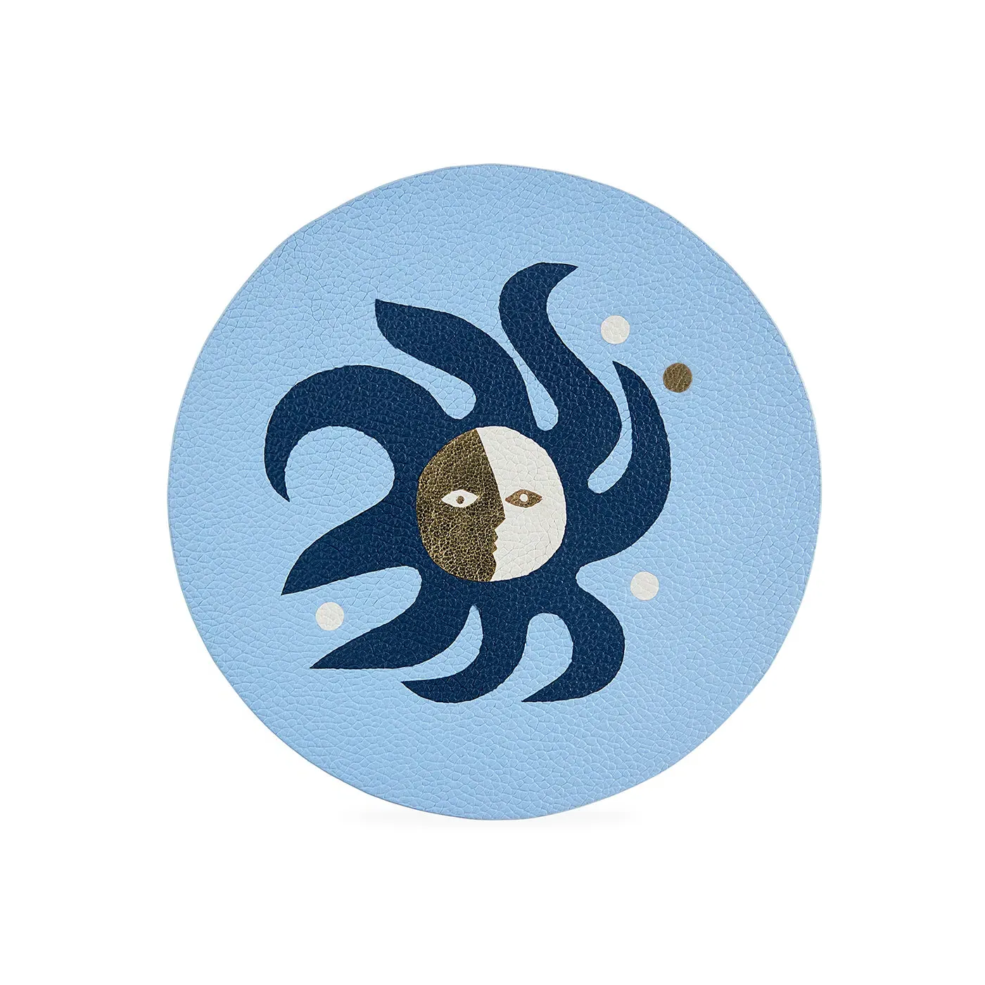 Playa Medium Stacking Box - Blue, Leather by Jonathan Adler