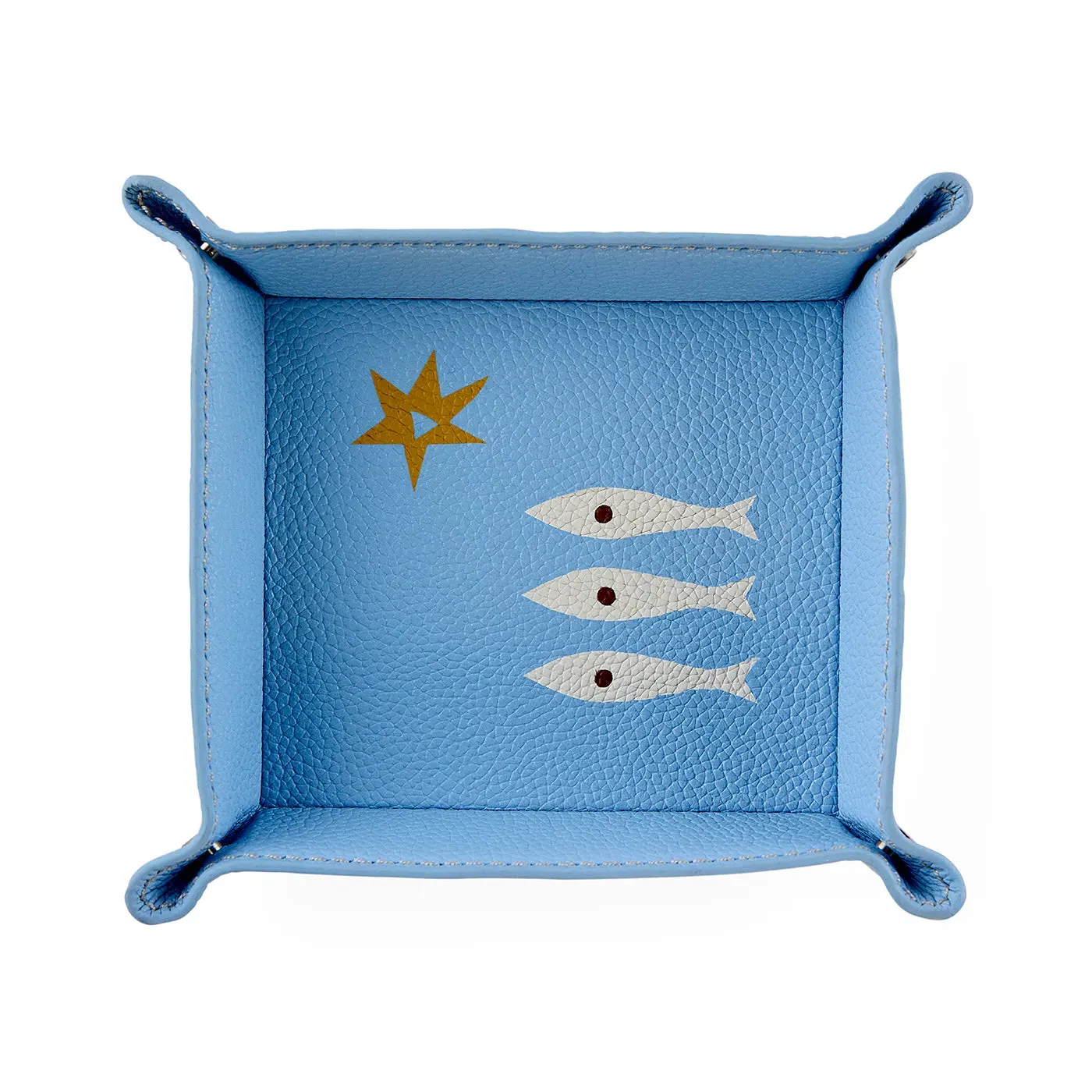 Playa Small Tray - Blue, Leather by Jonathan Adler