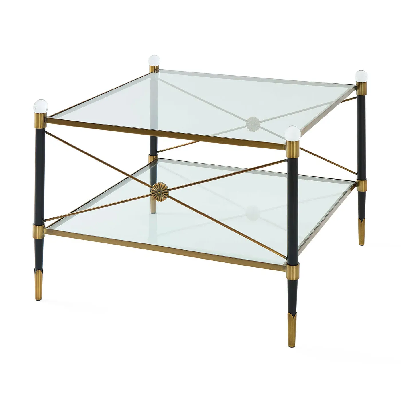 Rider Two-Tier Cocktail Table - Blackened Brass, Acrylic by Jonathan Adler