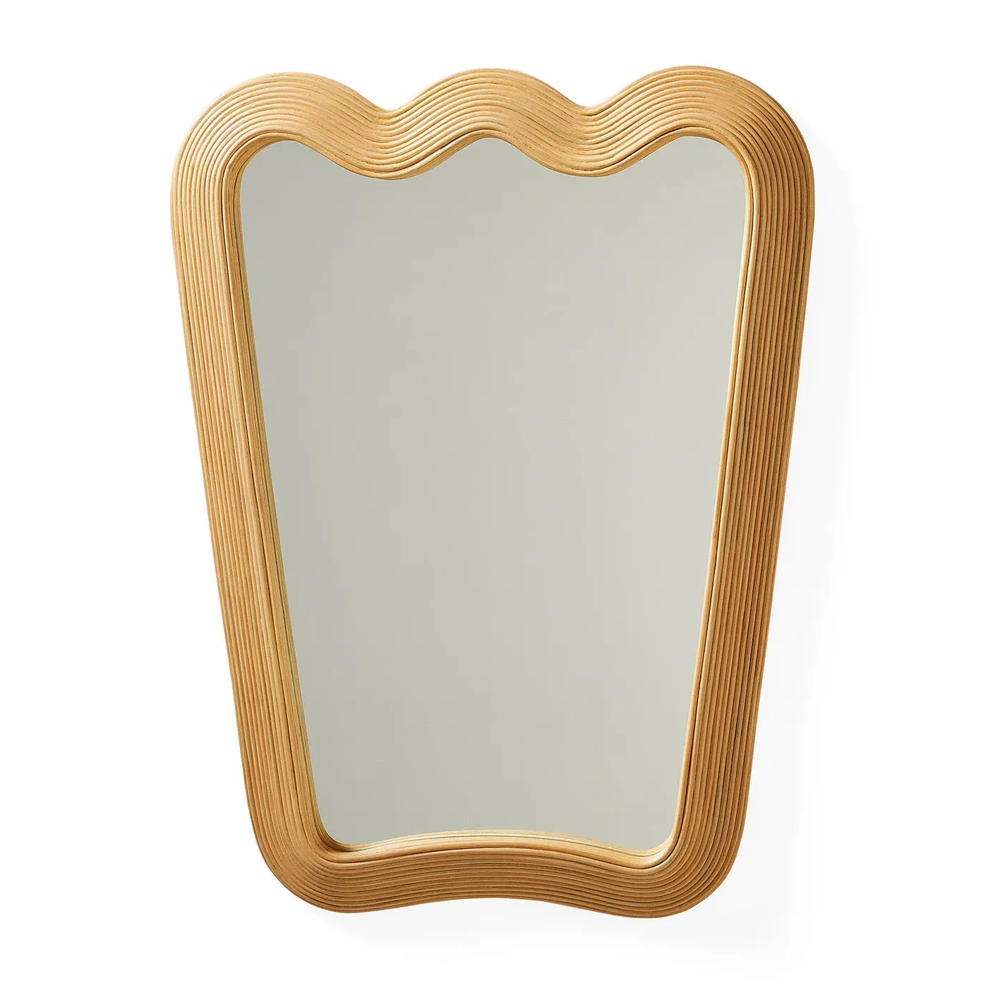 Riviera Ripple Shield Shaped Wall Mirror - Natural Reed product