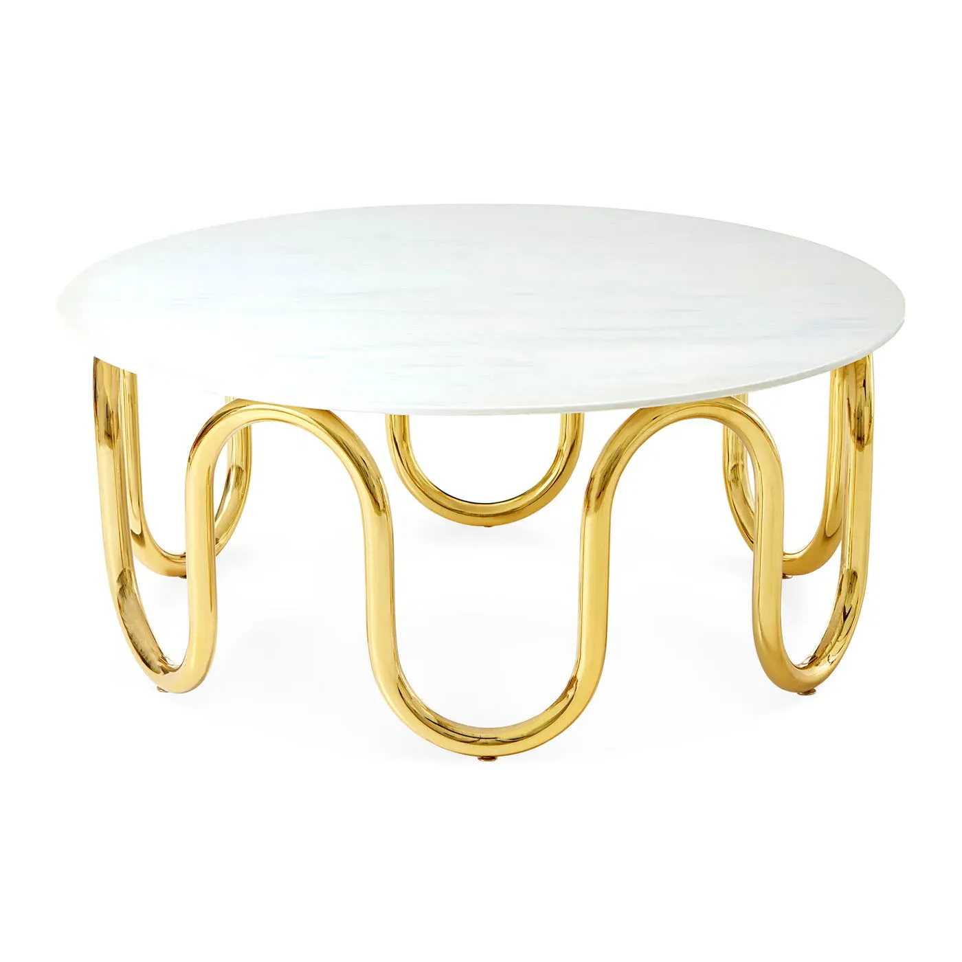 Scalinatella Cocktail Table - White, Brass & Carrara Marble by Jonathan Adler