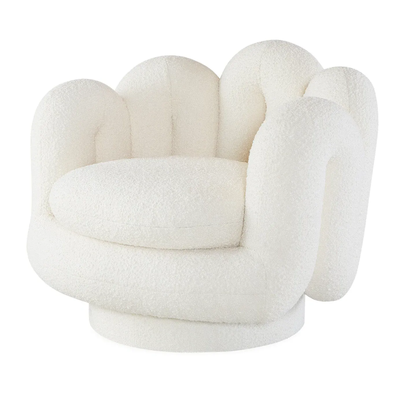 Serpentine Swivel Chair - Ivory, Bouclé by Jonathan Adler