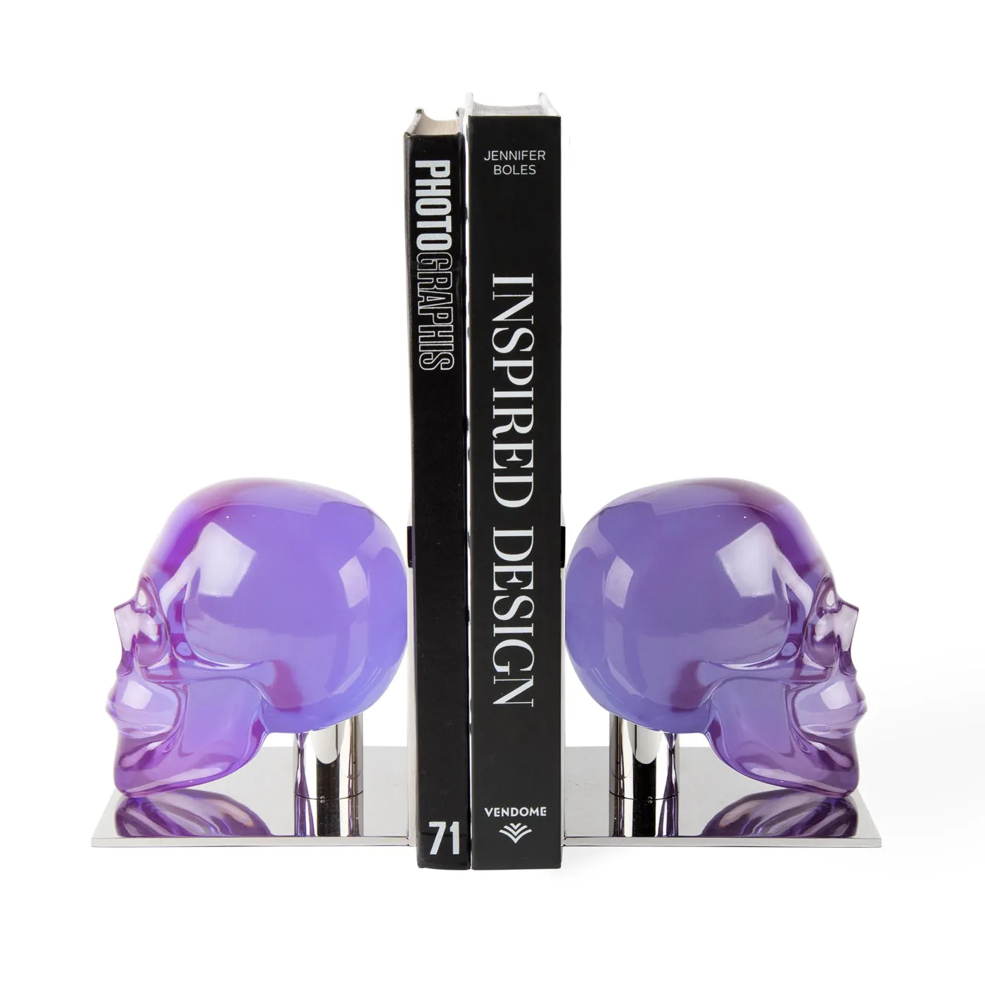 Skull Bookends - Acrylic, Nickel product