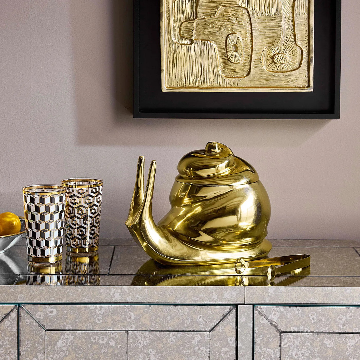 Snail Ice Bucket with Removable Lid - Brass product