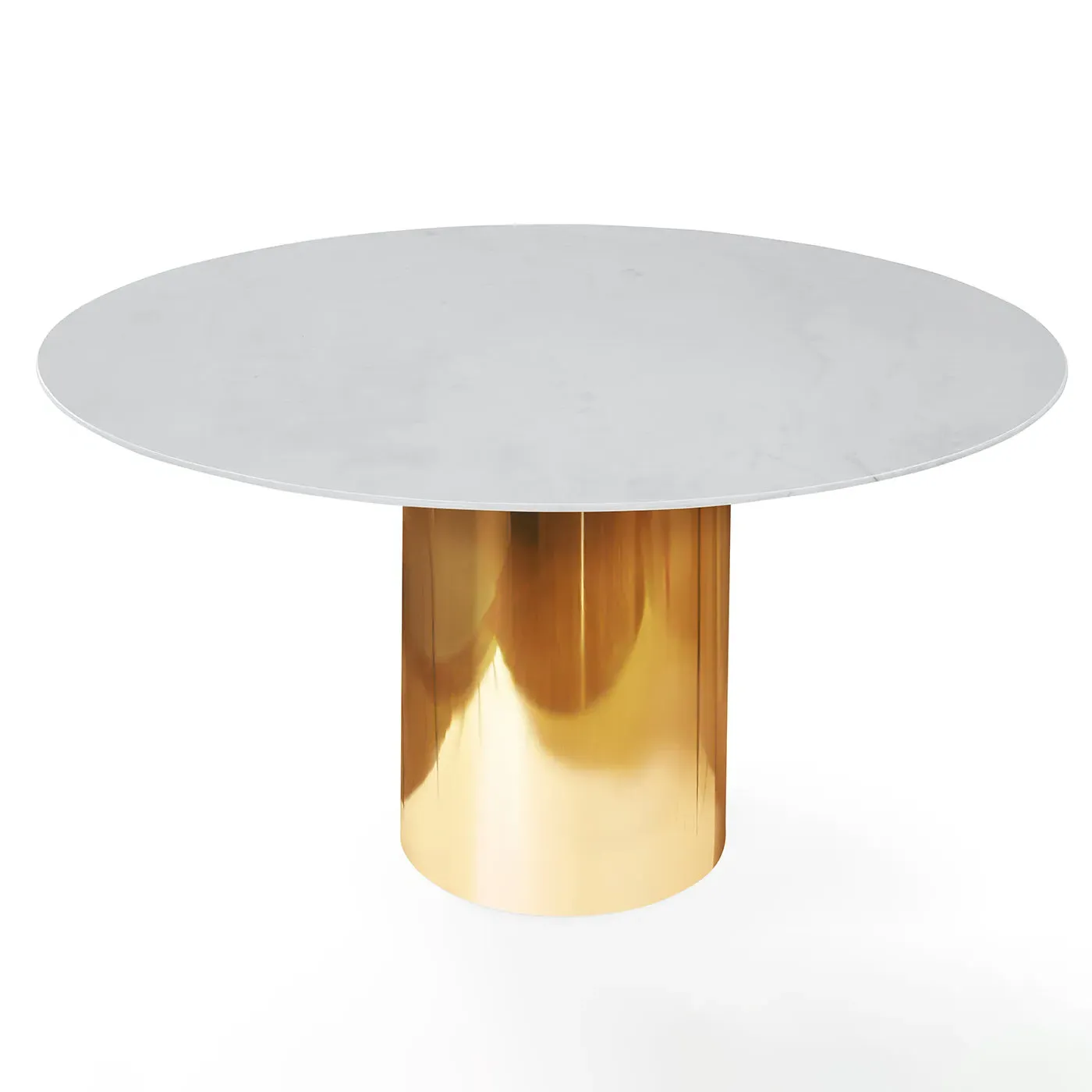 Alphaville Round Dining Table - White Marble, Brass product