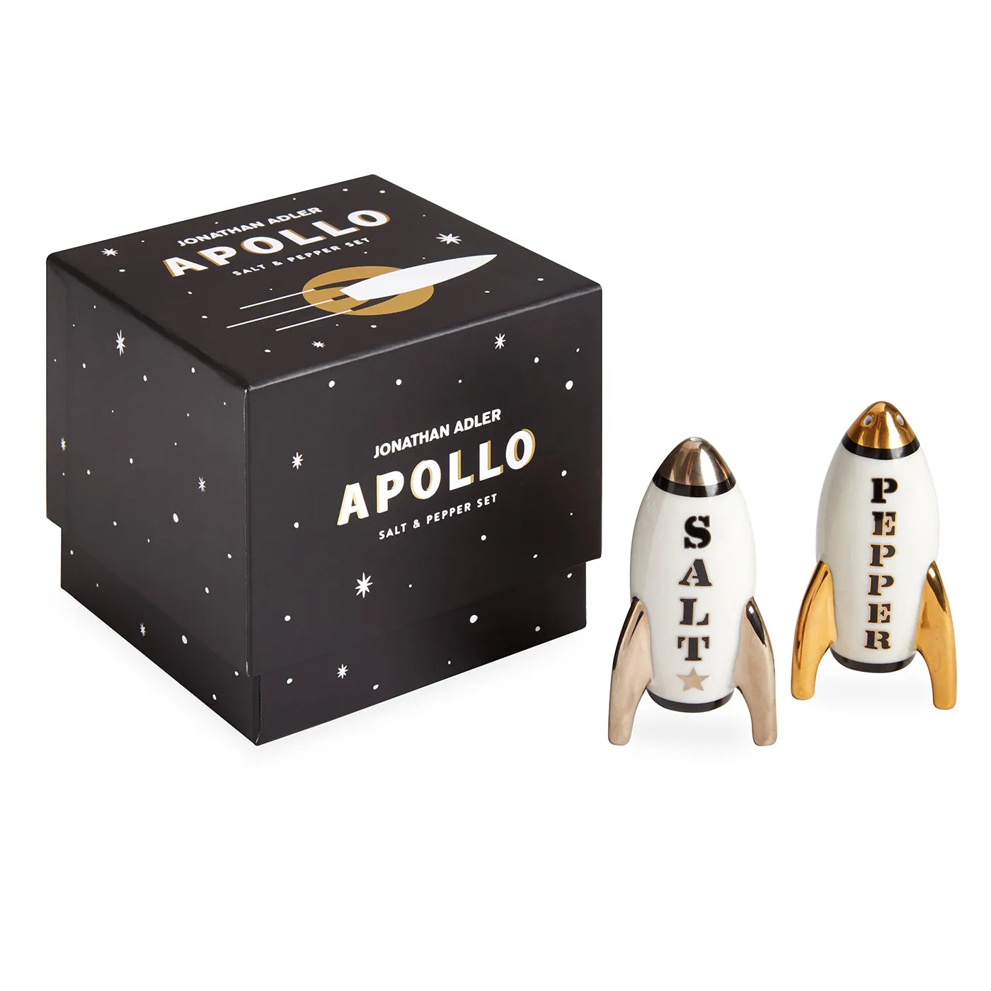 Apollo Salt & Pepper Set - Black, Gold Porcelain product