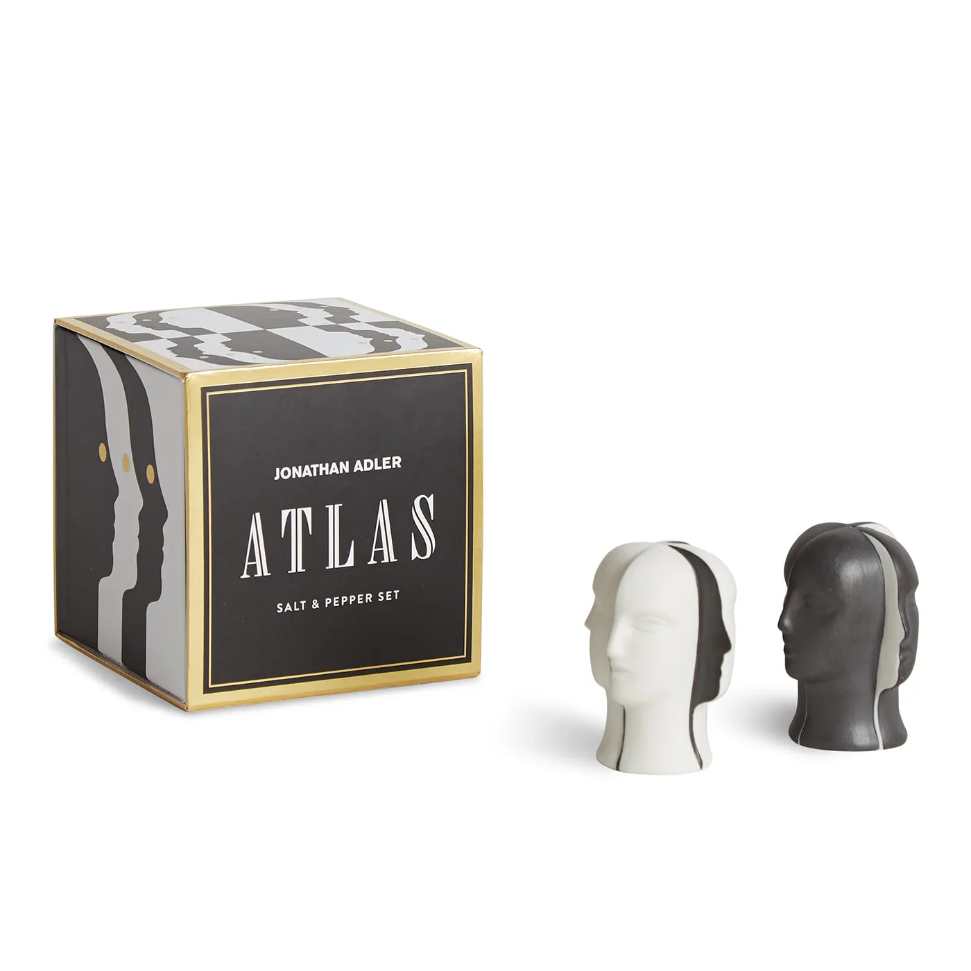 Atlas Salt & Pepper Set - Black, White Porcelain product