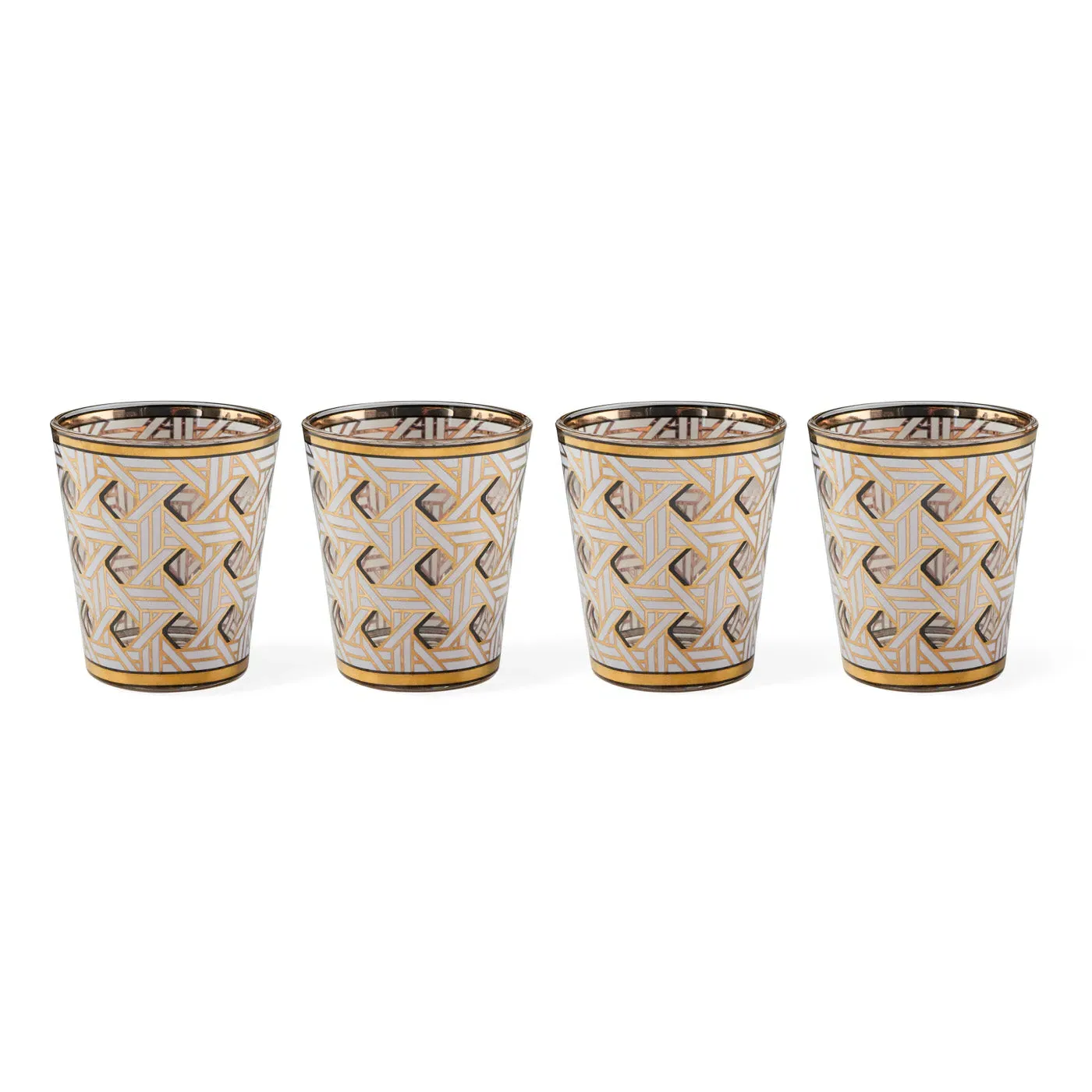 Basketweave 4-Piece Glassware Set - Black, White, Gold product