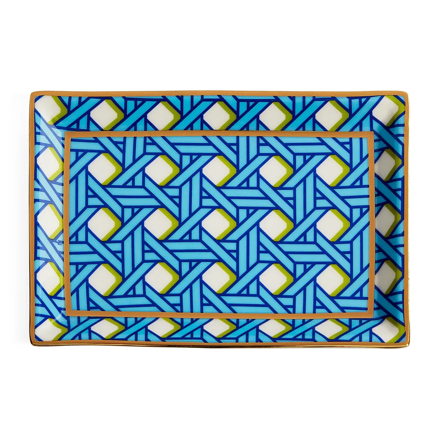 Basketweave Rectangle Tray - Blue, Porcelain product