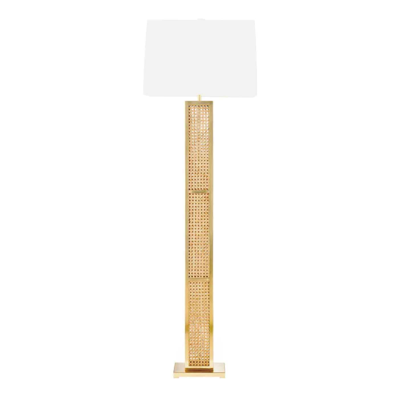 Bellport Floor Lamp - Rattan, Brass product