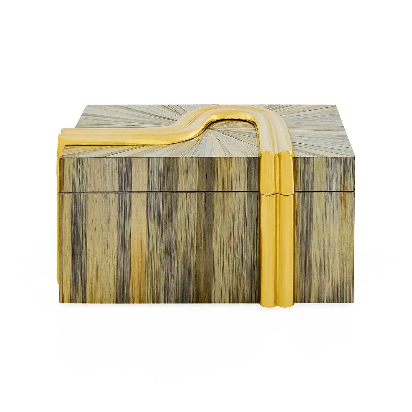 Bijoux Small Decorative Box - Straw Marquetry, Brass product
