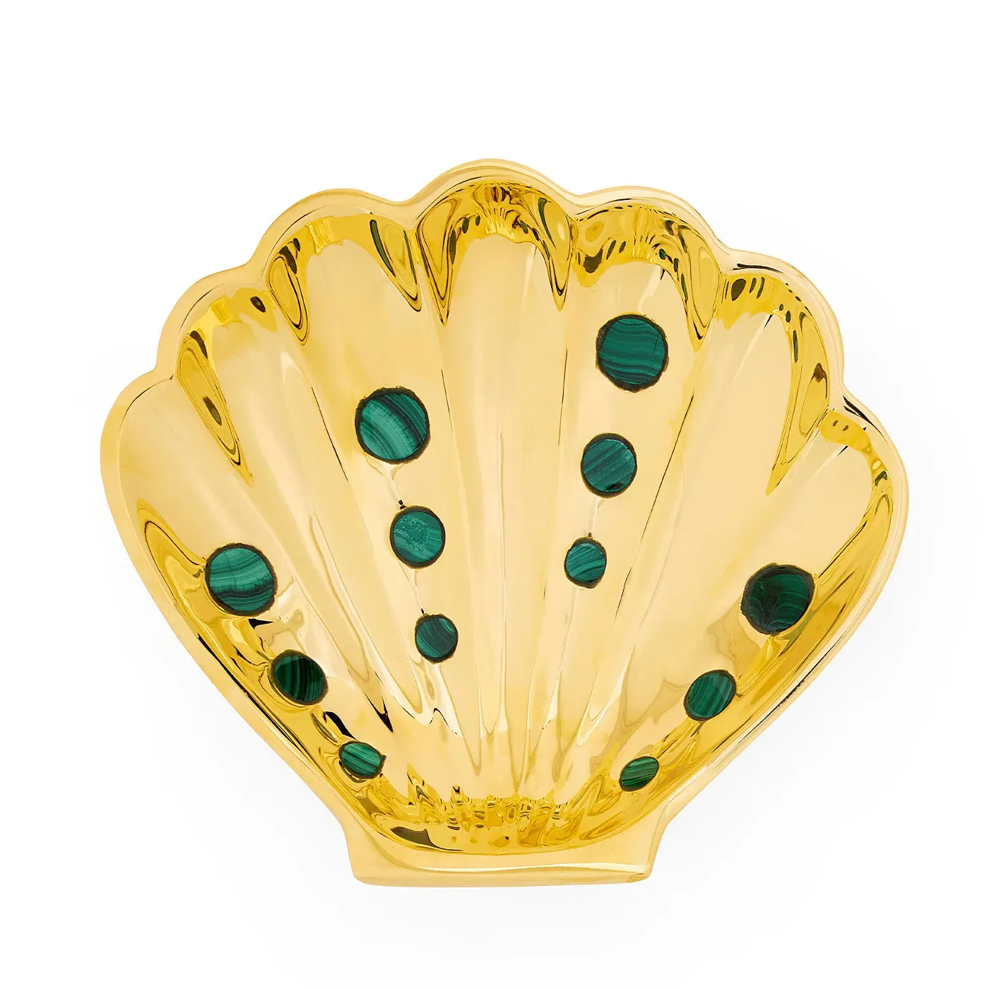 Brass Clam Shell Tray - Brass, Malachite product